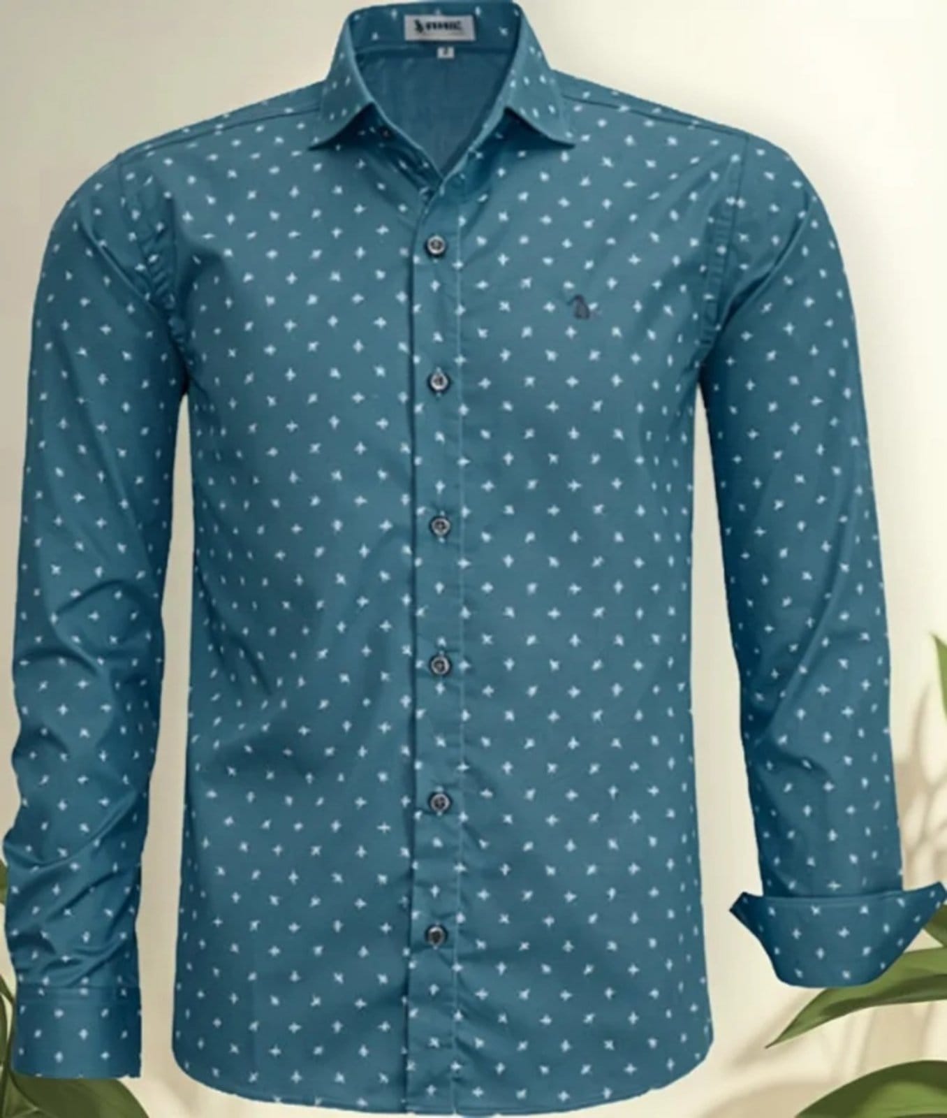 Camisa Social Amil Comfort Park Estampado Poliéster Macia Fácil de Passar Manga Longa Cor04