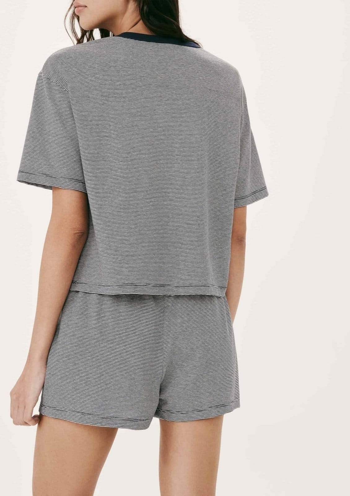 Vista 2 Pijama Curto Feminino Listrado Hering HERING INTIMATES preto