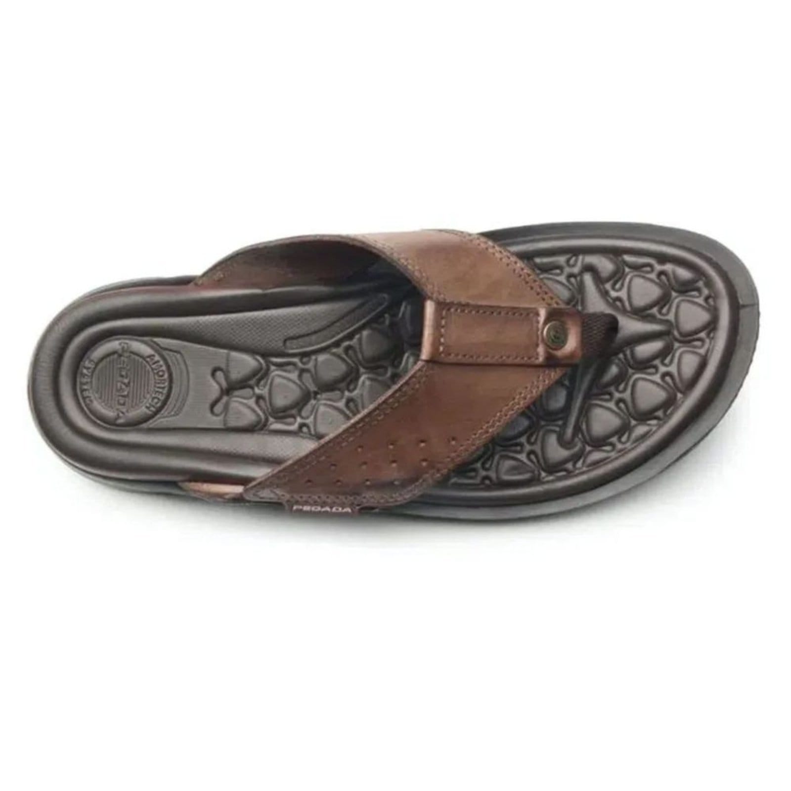 Vista 2 Chinelo Masculino Em Couro Dedo Pegada PEGADA preto