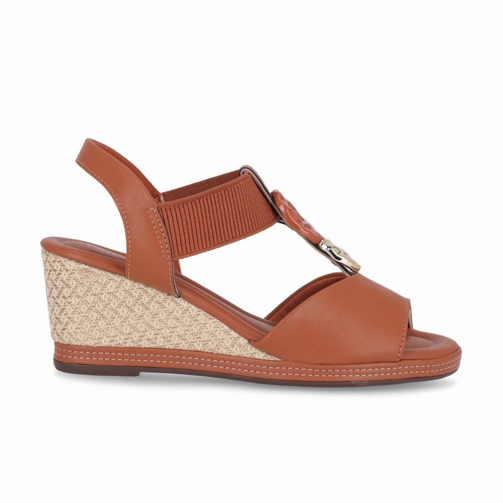 Sandália Alice Anabela Alto Ocre