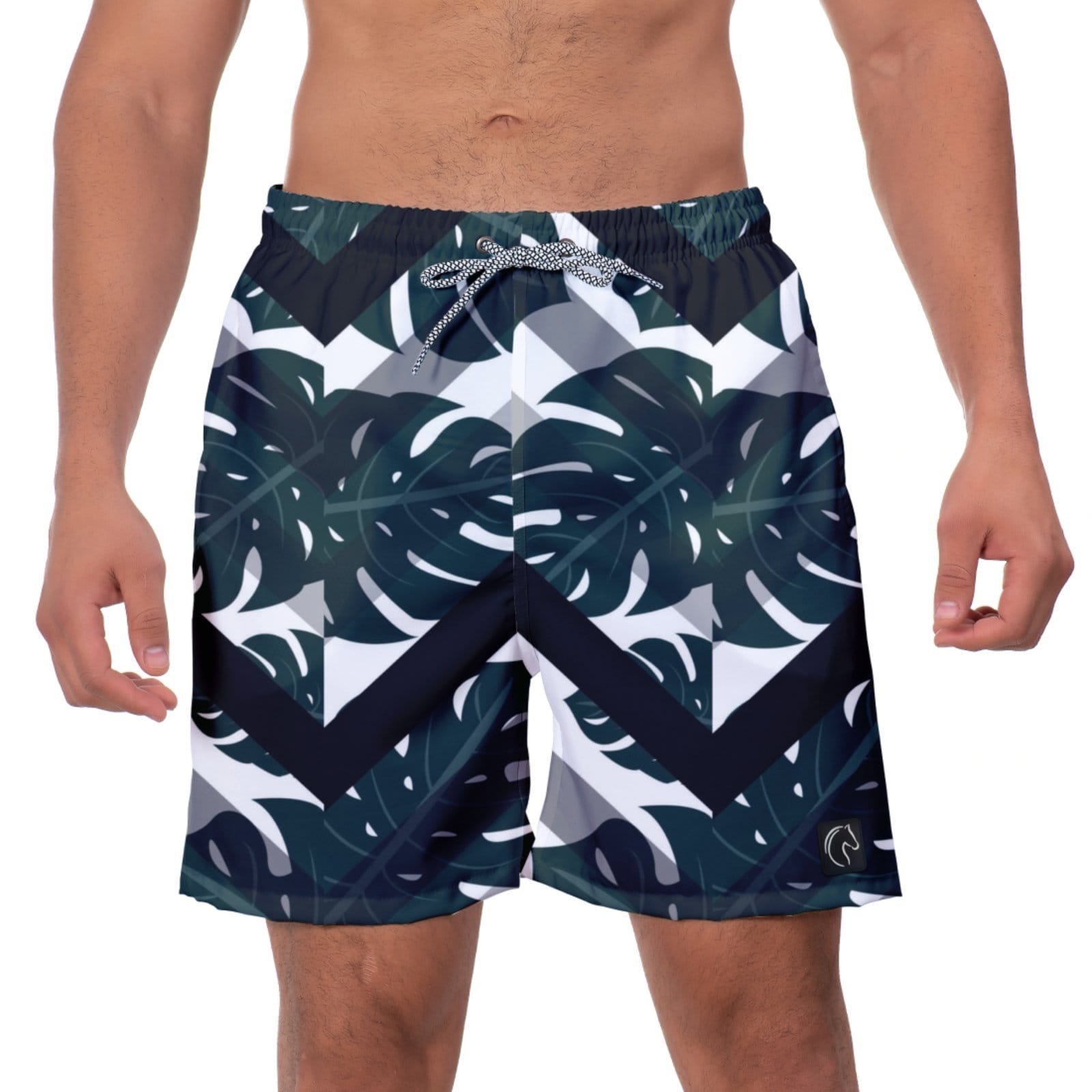 Vista 2 Bermuda Listrada Masculina W2 Shorts Tactel Premium Folhas e Verdes Moda Praia Estilo Casual Super Confortável Secagem Rápida W2 STORE branco/estampado/floral/preto/verde/verde militar