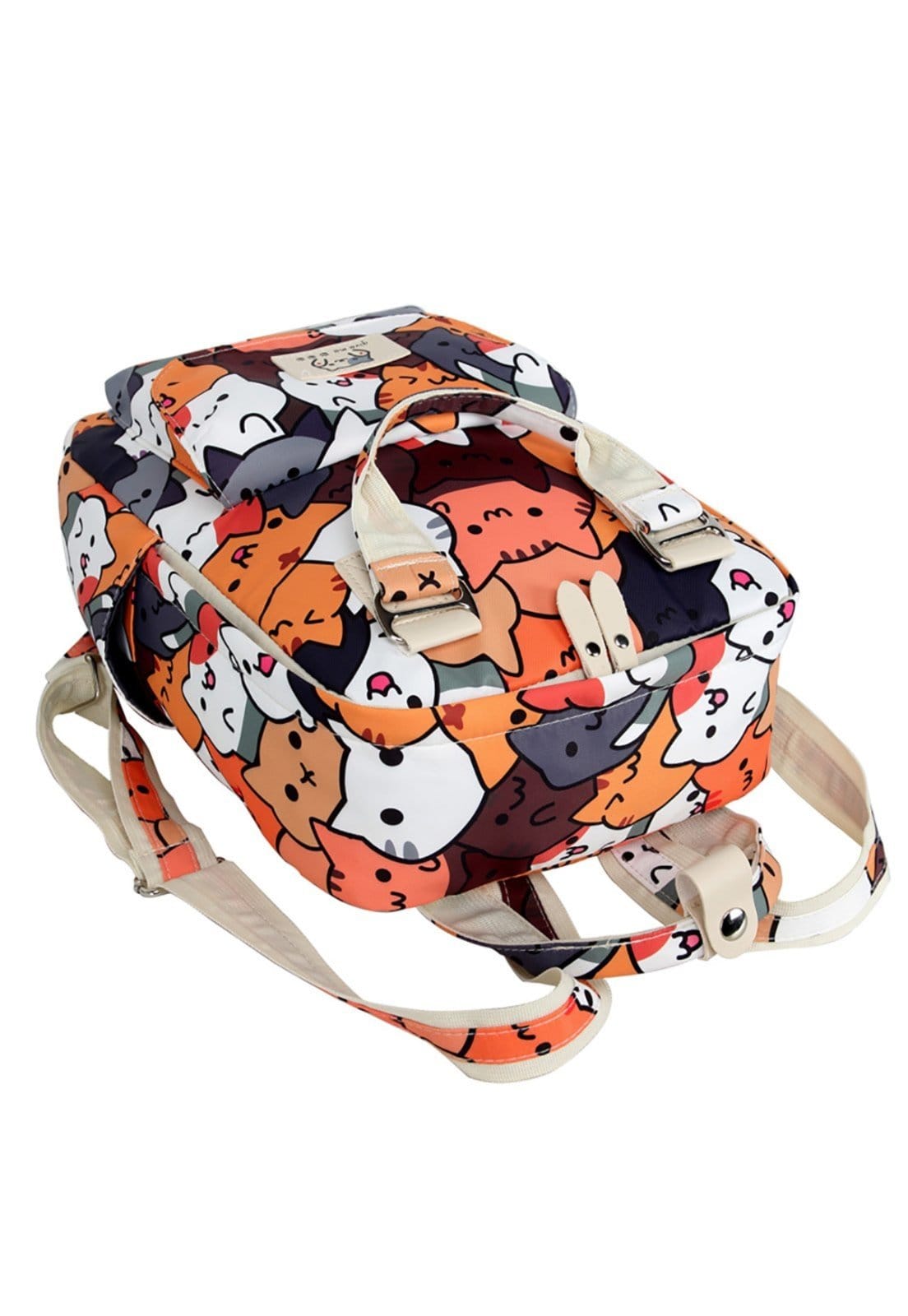 Vista 2 Mochila Bolsa Escolar Juvenil Cat Madami laranja