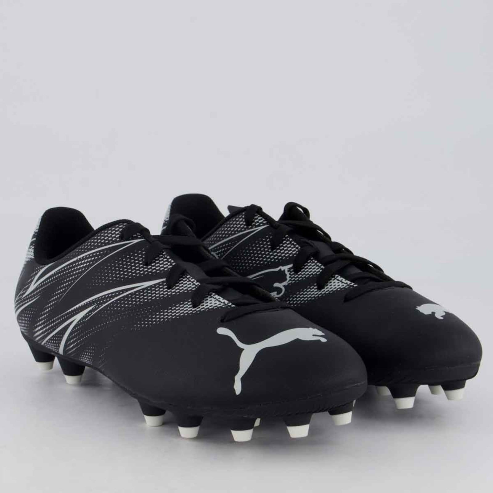 Vista 2 Chuteira Puma Attacanto FG/AG Campo Juvenil Preta Puma preto