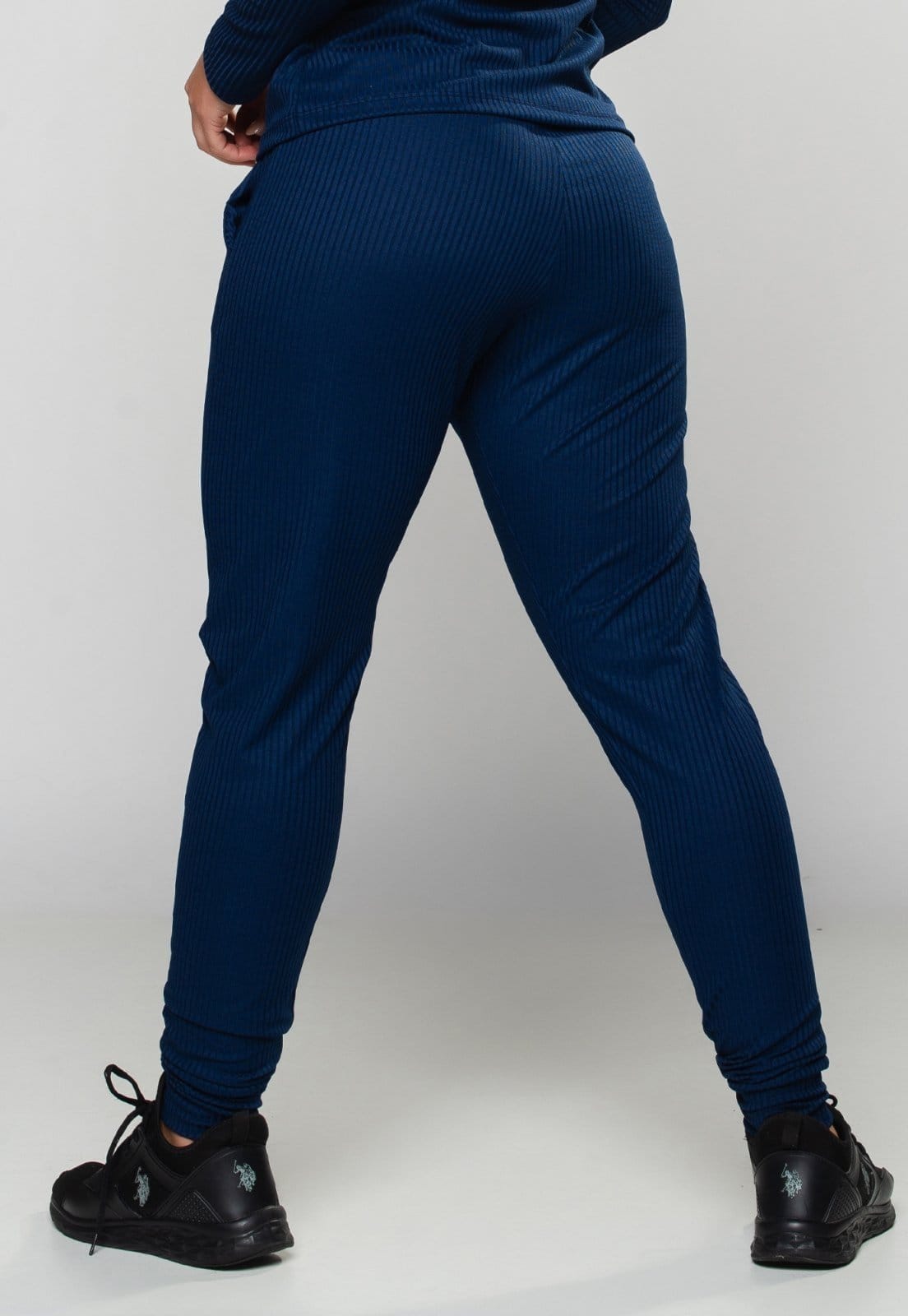 Vista 2 Calça Jogger MVB Modas Ribana Canelada Cintura Alta Mvb Modas azul/azul marinho/preto azul