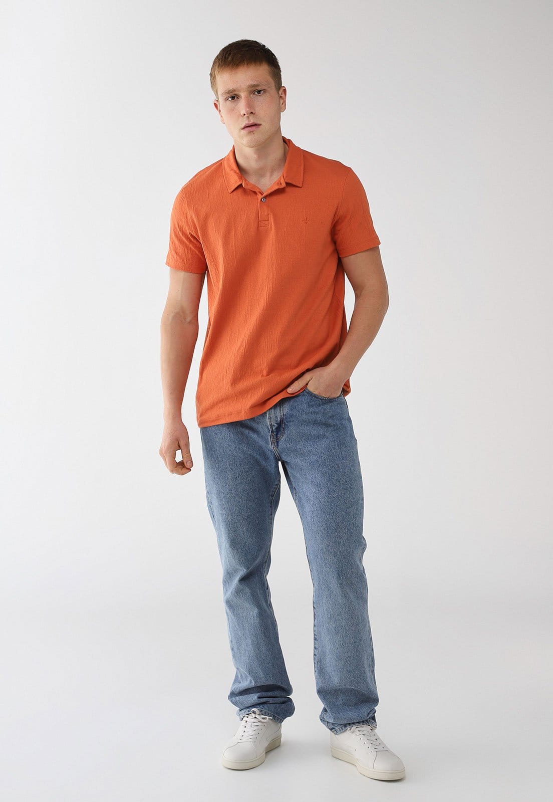 Vista 2 Polo Dudalina Texturizada Dudalina laranja