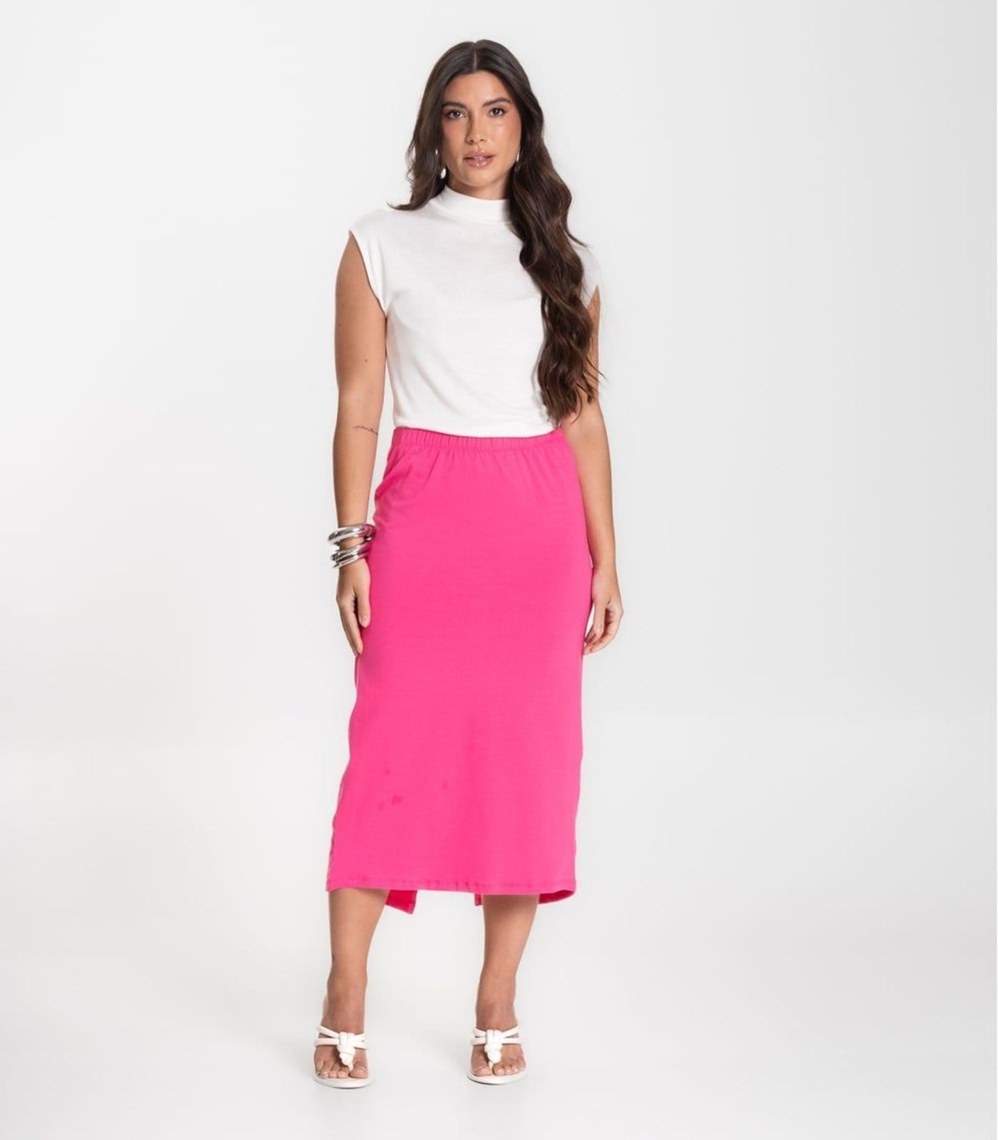 Saia Feminina Midi Infinita Cor