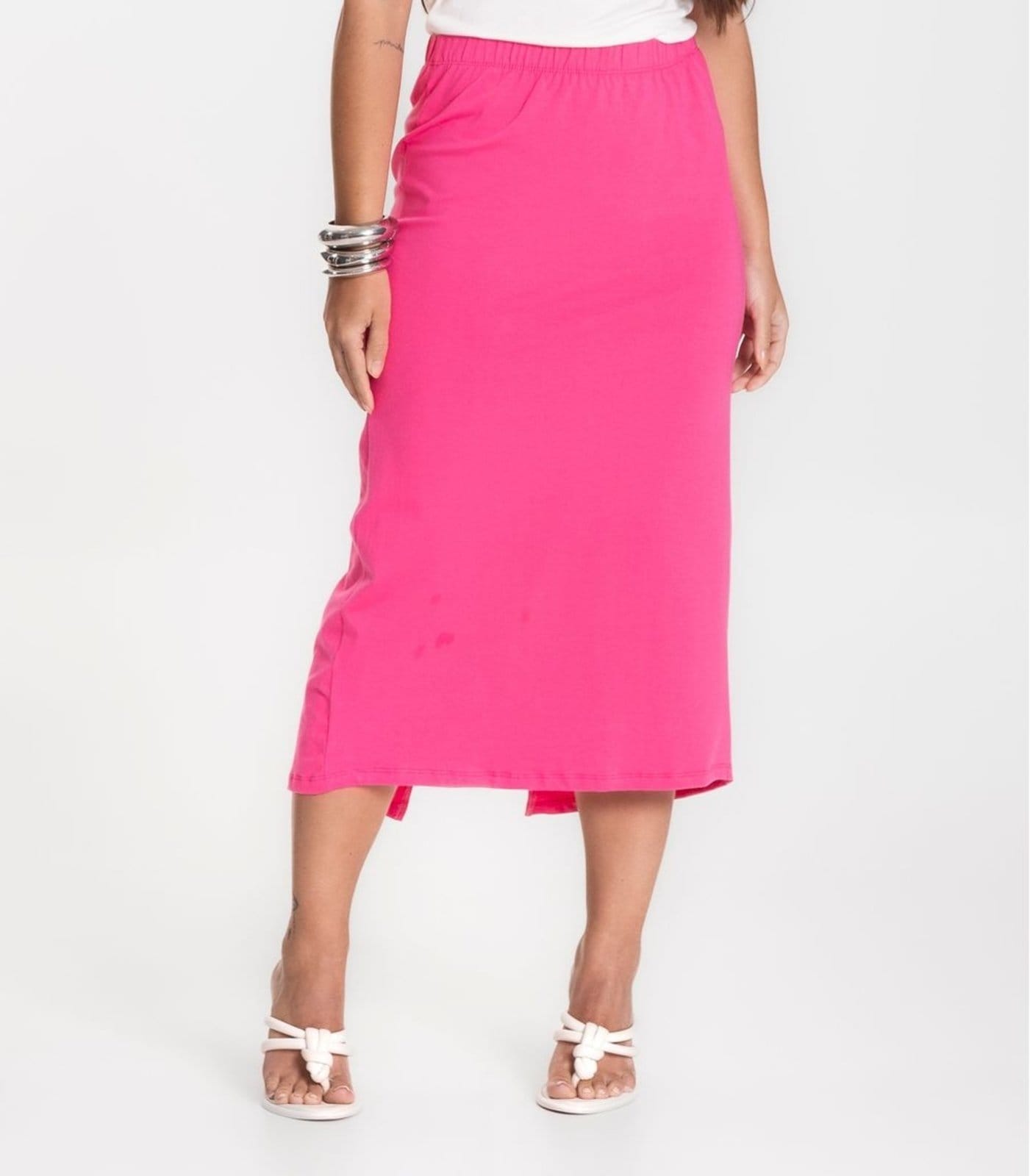 Vista 2 Saia Feminina Midi Infinita Cor INFINITA COR rosa