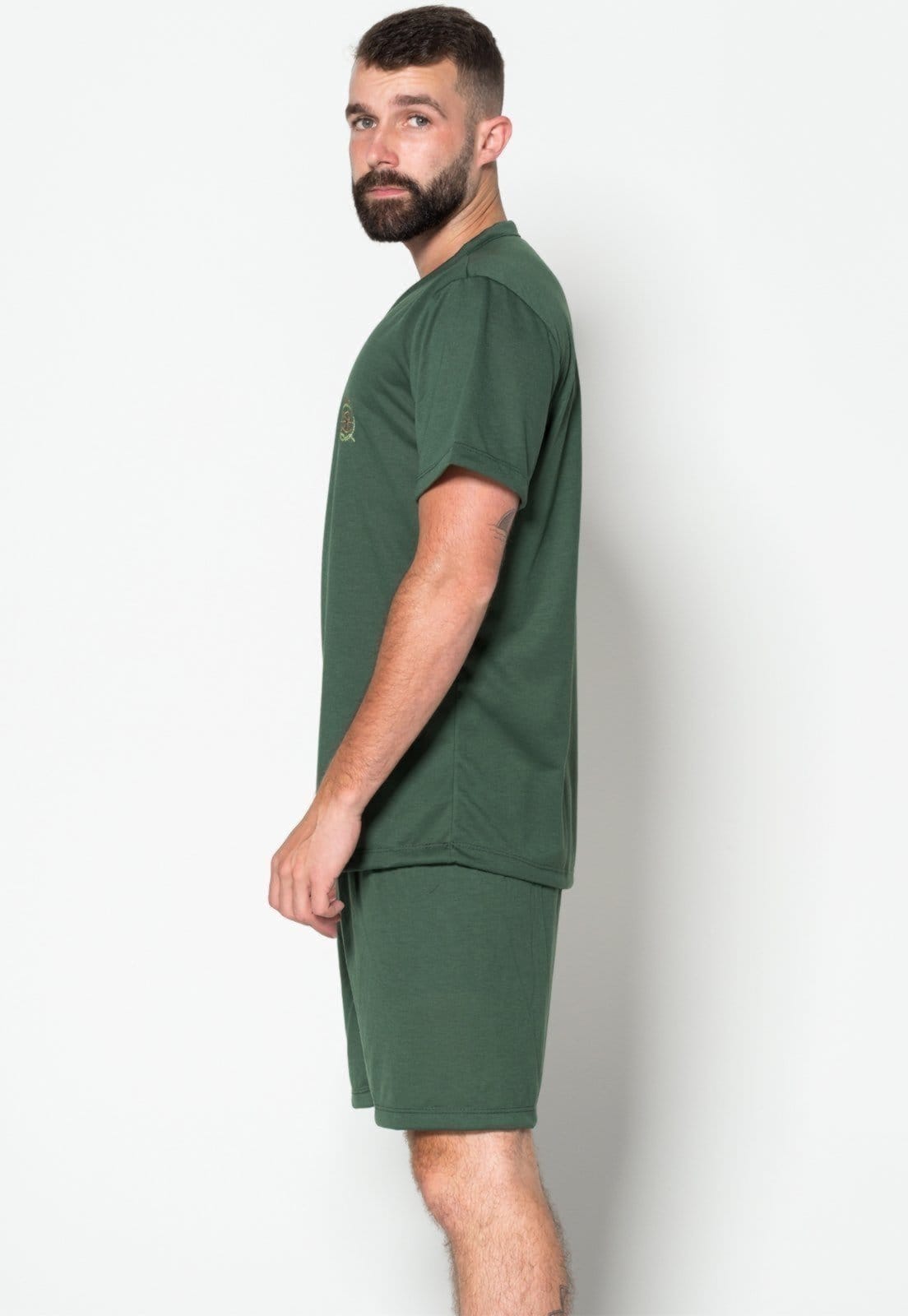 Pijama Masculino WLS Modas Gola V Liso Manga Curta Escuro - 2