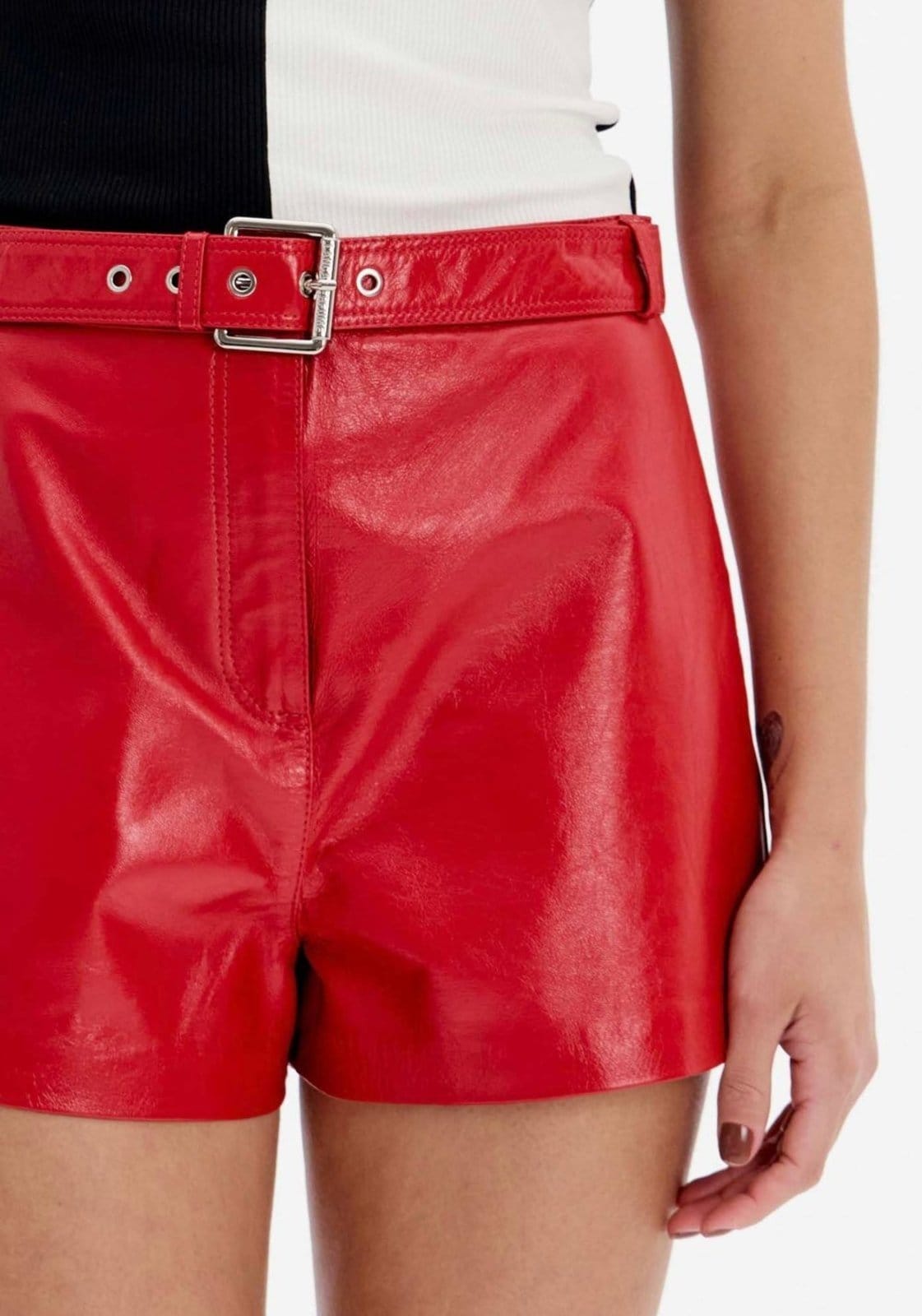 Short De Couro Hot Pants Cintura édia - 2