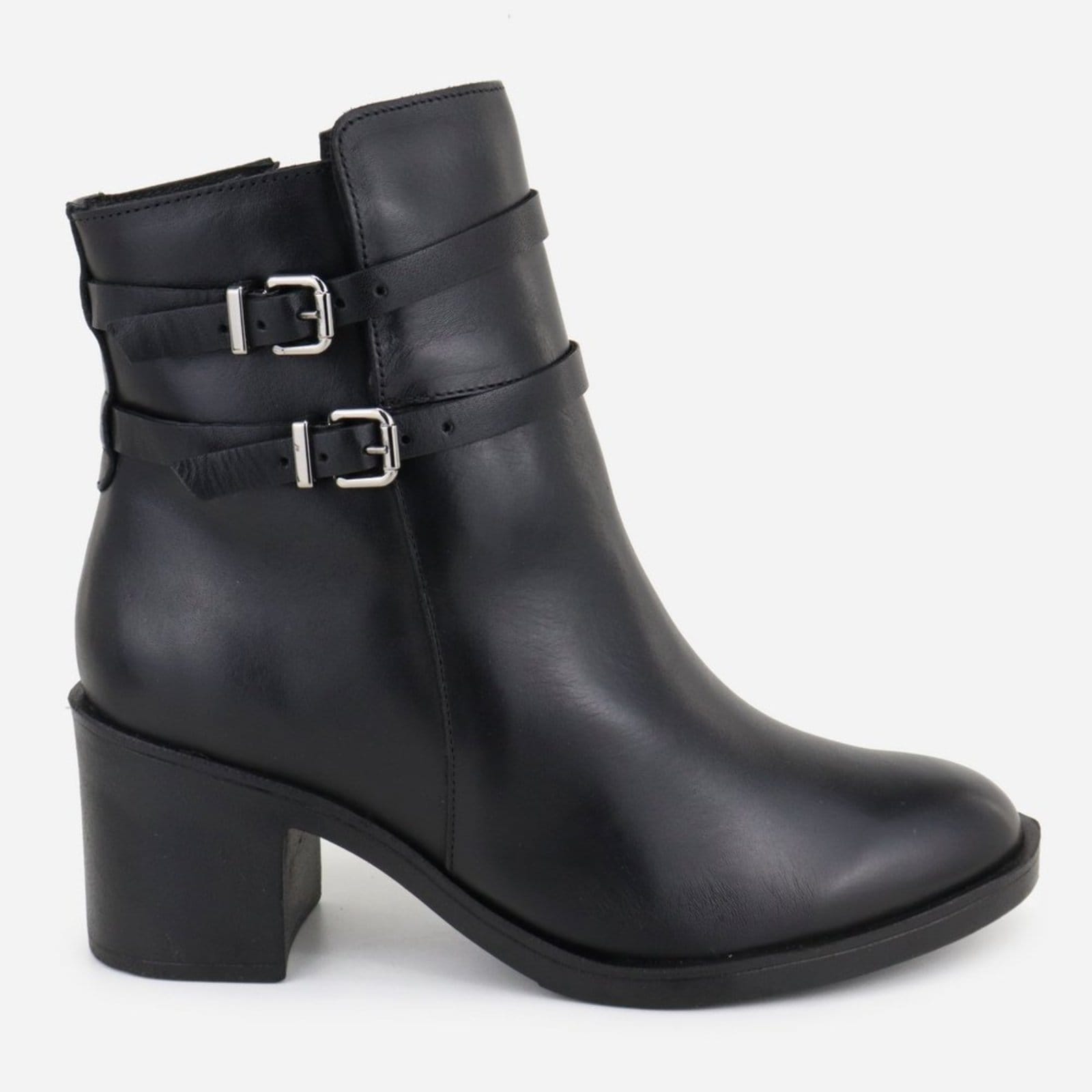 Vista 2 Bota Couro Casual Maria Paula Salto Grosso Confortável Cano Baixo MARIA PAULA preto