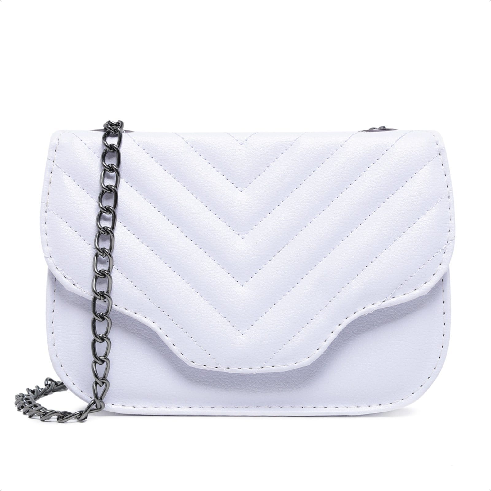 Bolsa Feminina Branca Pequena Festa Clutch Alça Corrente Carmelo Shoes Festa Madrinha Balada