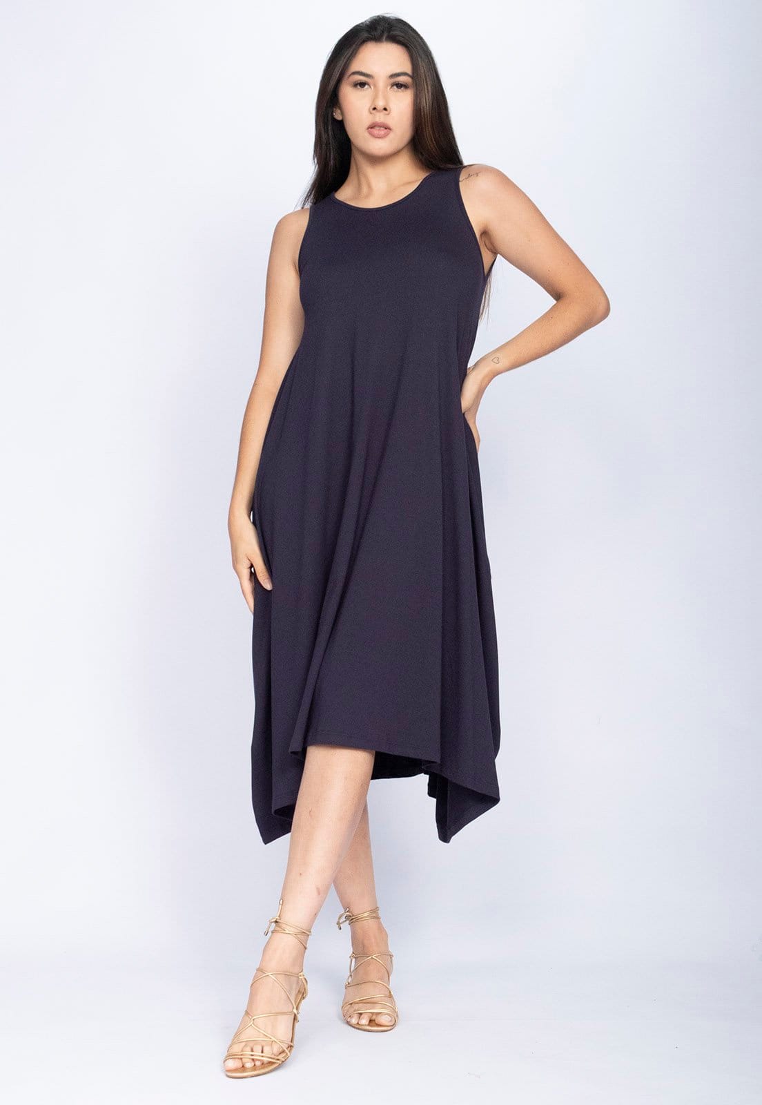 Vestido Amazonia Vital Saruel Regata Malha Azul Marinho