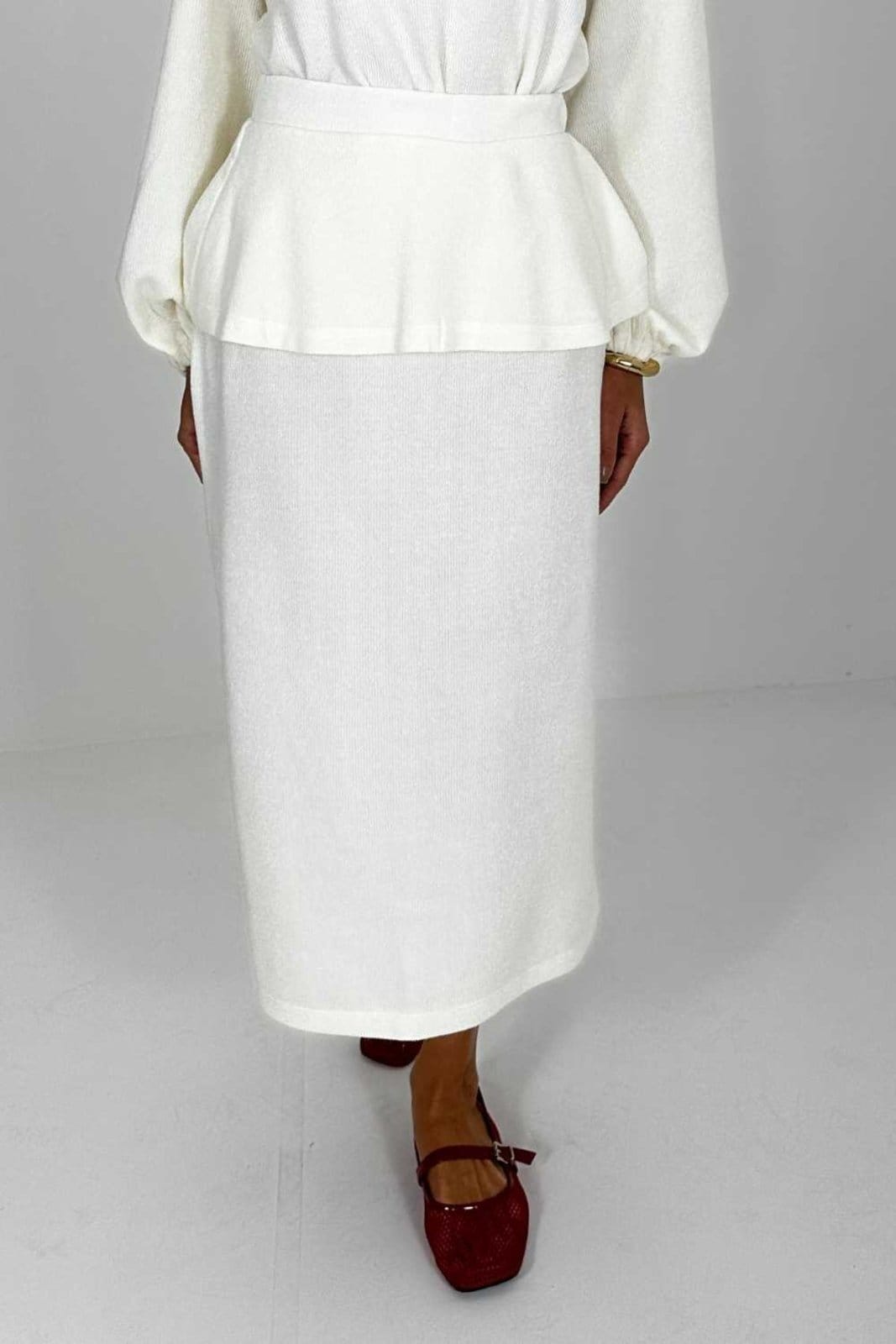 Vista 2 Saia Vanibele Midi Off White Vanibele off-white white