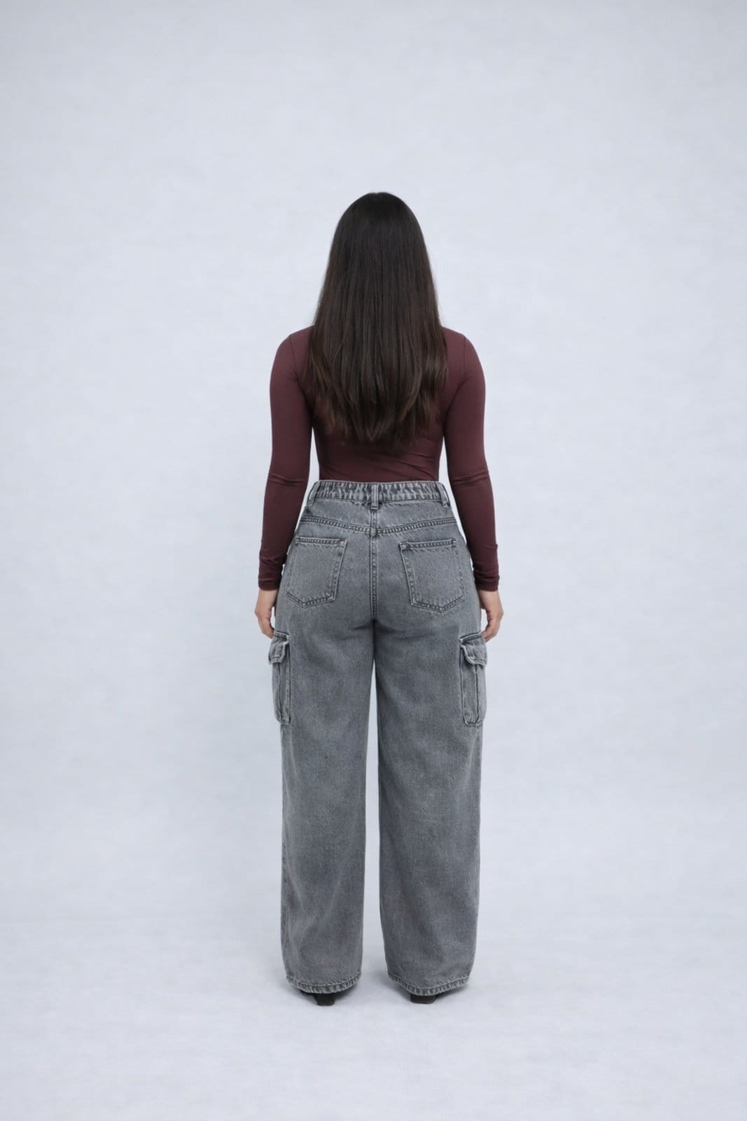Vista 2 Calça D Bell Outlet Fashion Wide Leg Cinza D BELL OUTLET FASHION jeans