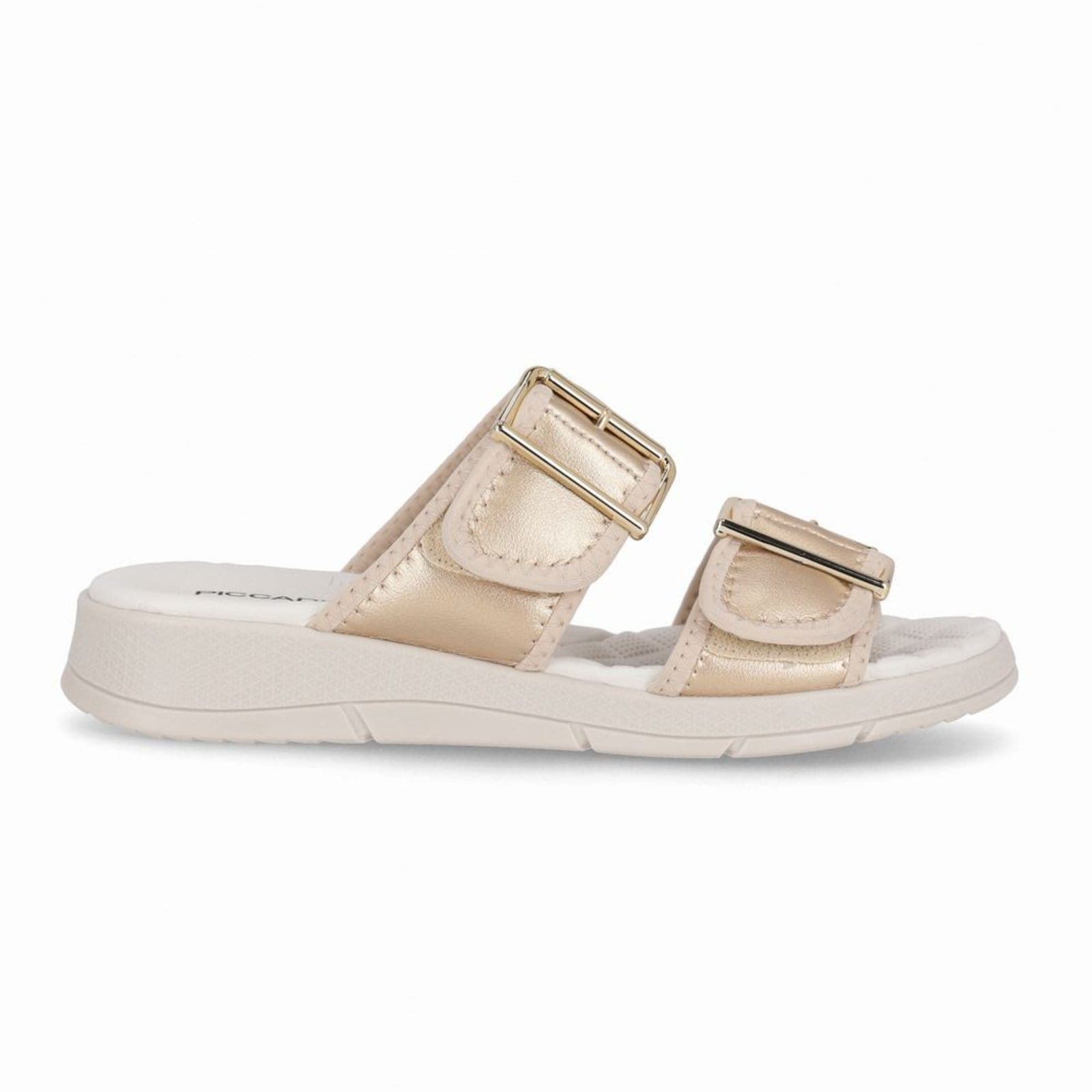 Tamanco Esporão Anabela Médio Ouro com Marfim