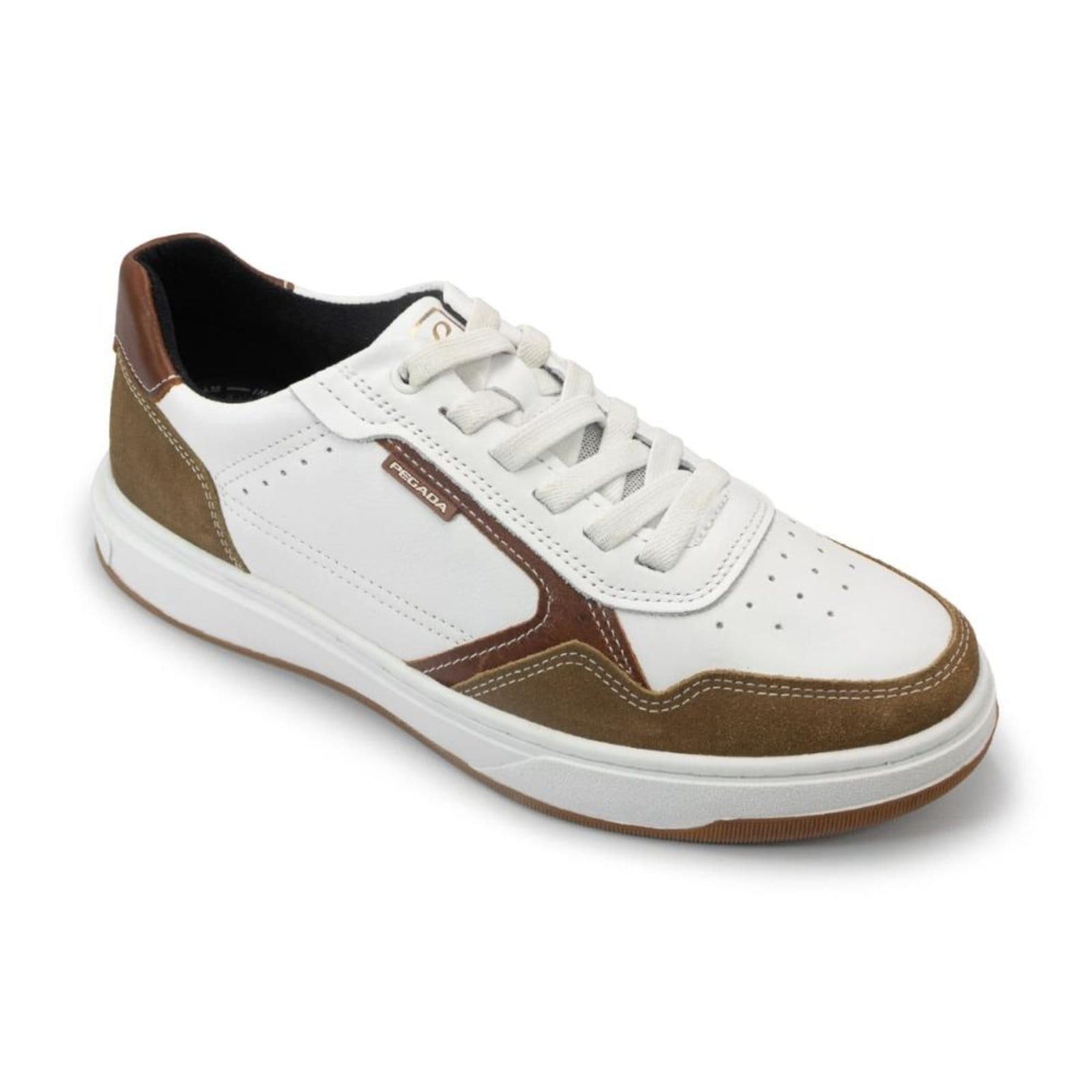 Vista 2 Tênis Pegada Masculino Couro e Elástico 111704 PEGADA branco