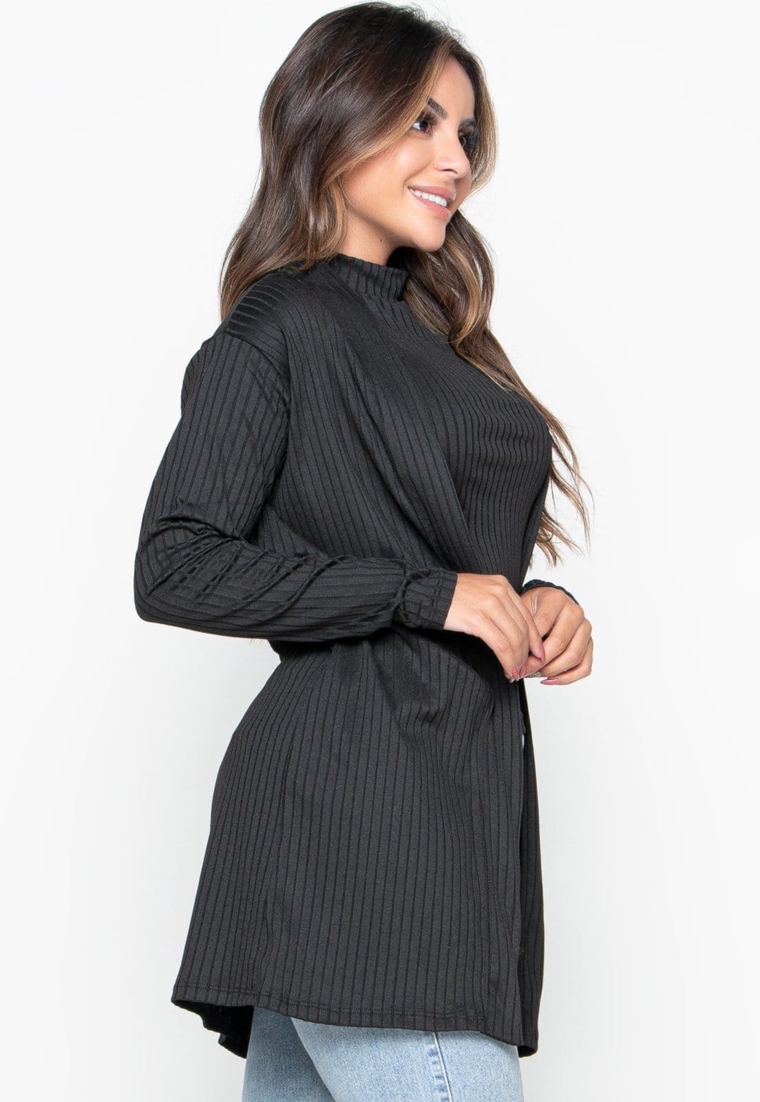 Cardigan Kimono Canelado Bravaa Store Cardigã Feminino Aberto Casaco Blazer 166 - 2