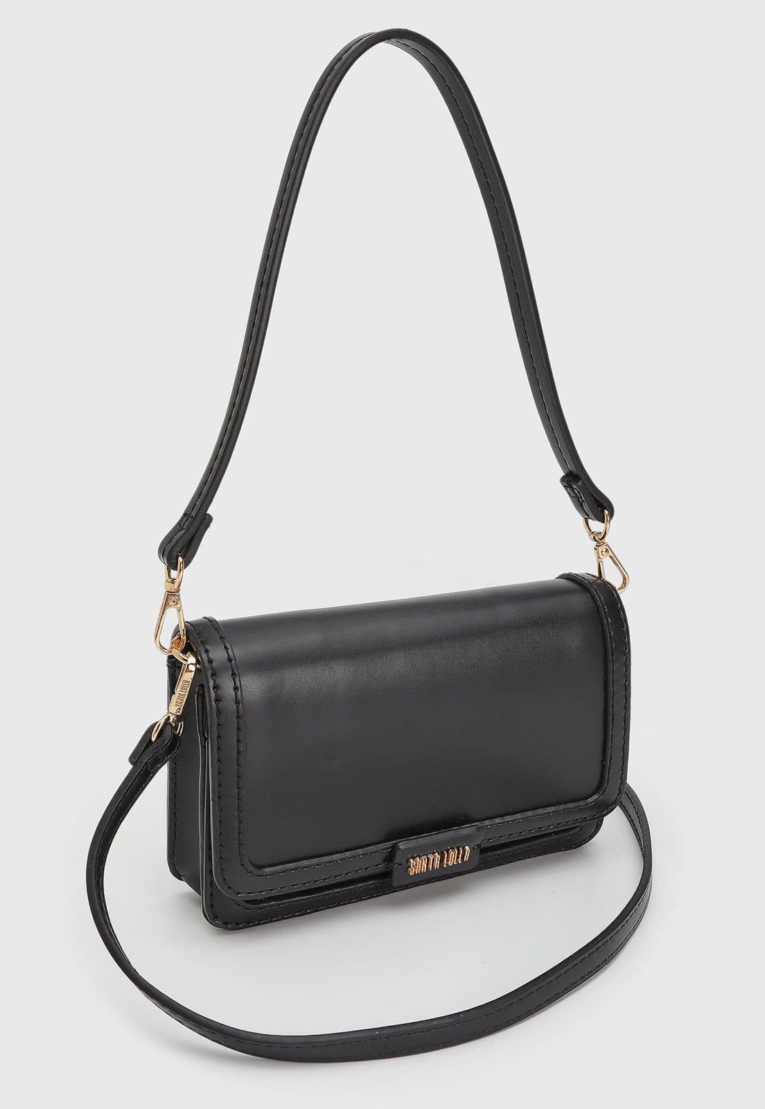 Vista 2 Bolsa Média Feminina Santa Lolla Estruturada Preta Santa Lolla preto
