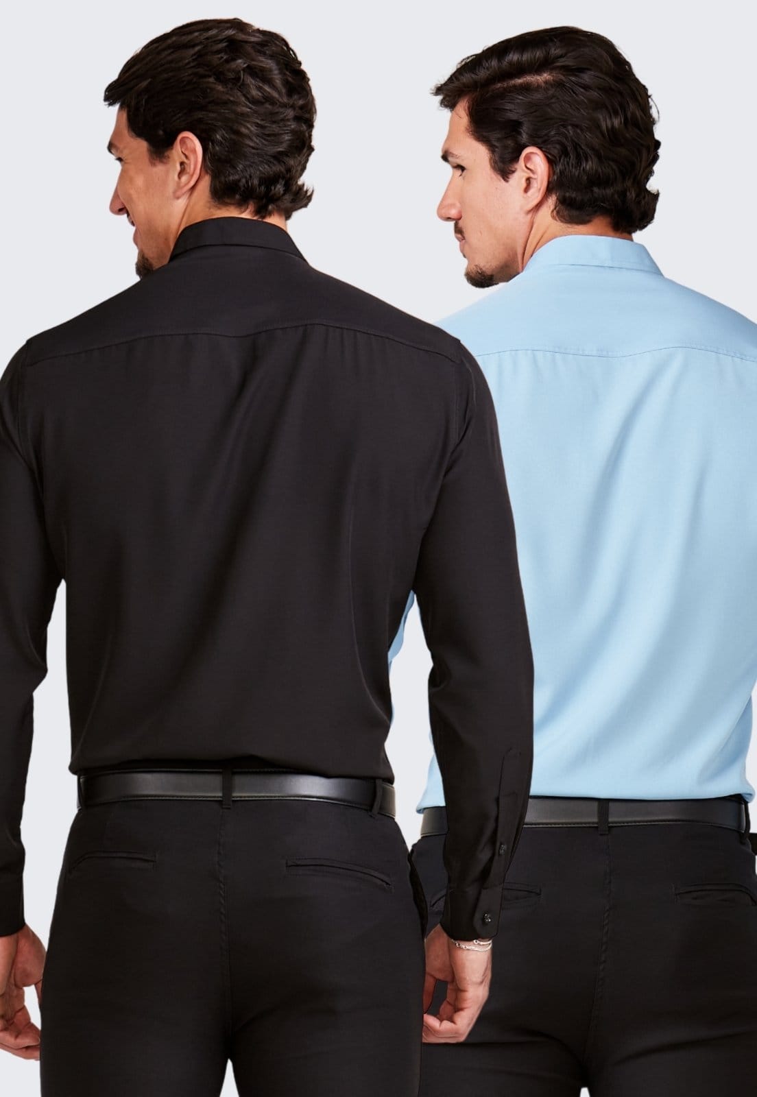 Vista 2 Kit 2 Camisa Social Masculina Manga Longa Daze Modas Preto e Daze Modas azul/preto azul