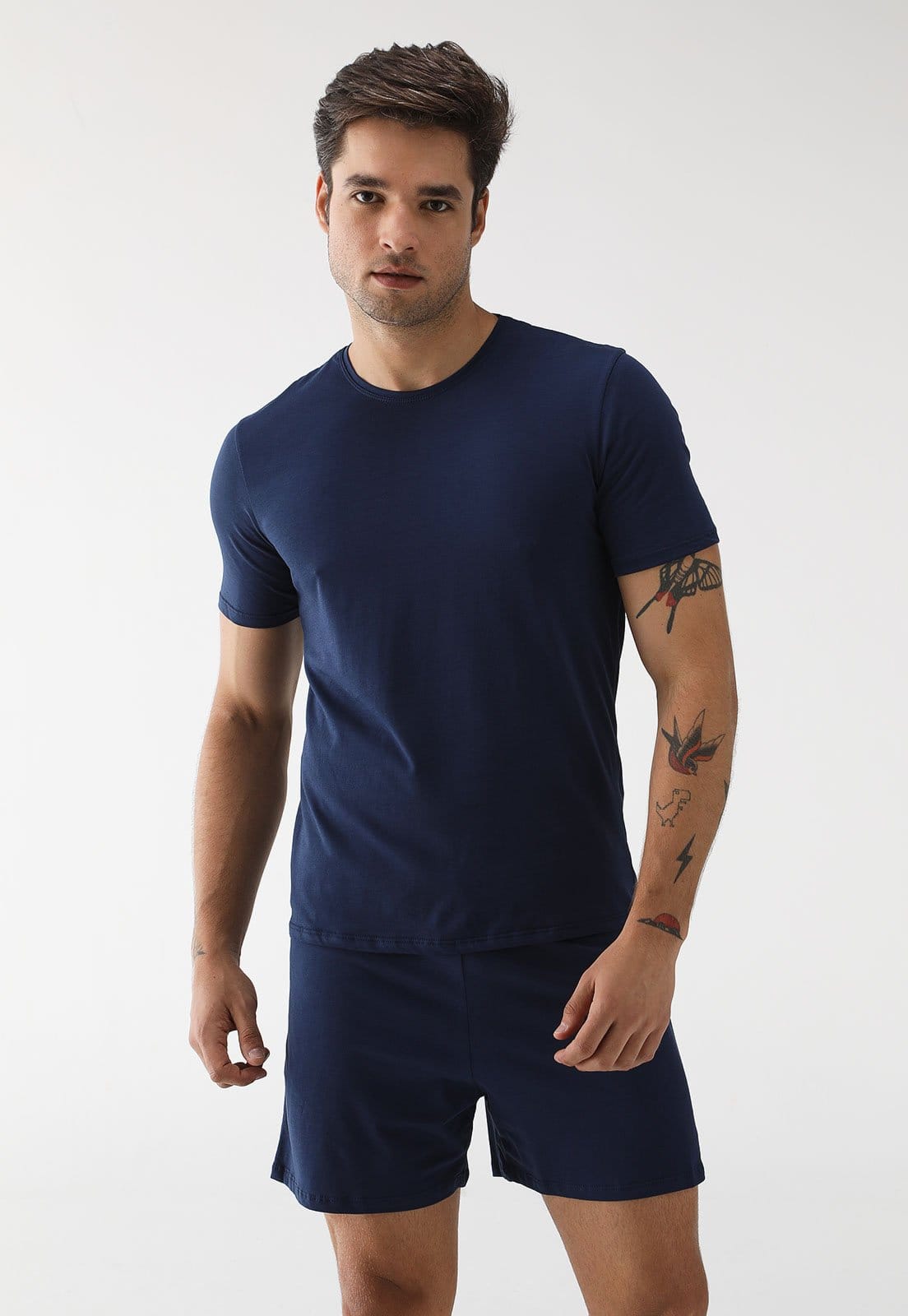Pijama Hering Curto Malha Core Azul-Marinho