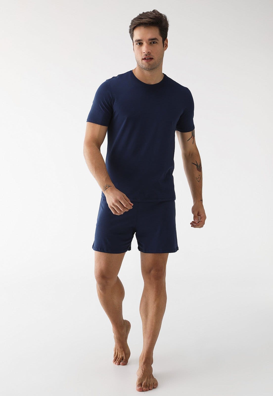 Vista 2 Pijama Hering Curto Malha Core Azul-Marinho Hering azul marinho