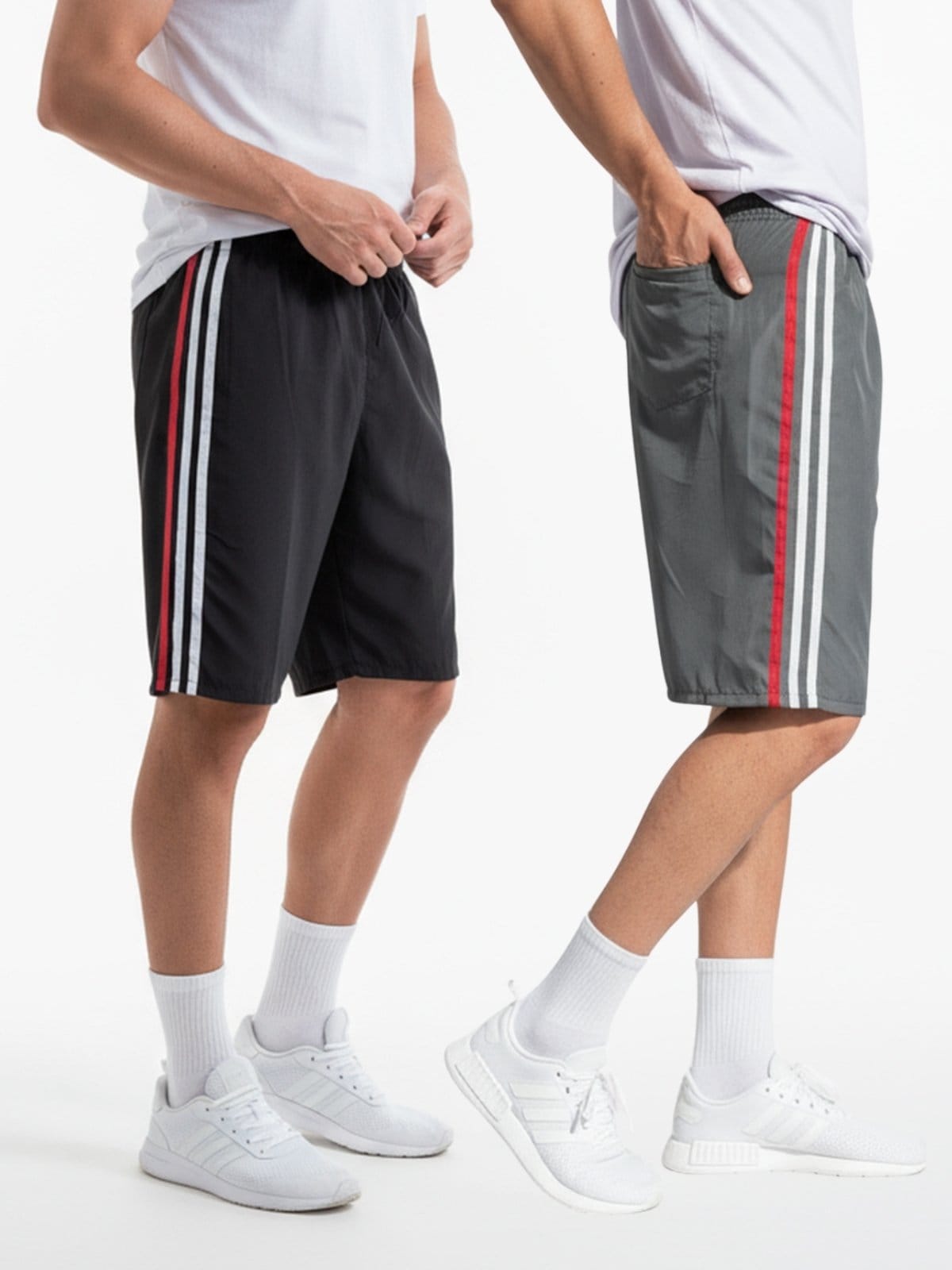 KIT 2 Bermuda Longa Masculino KS Tactel Listra Lateral Academia Esporte Popular