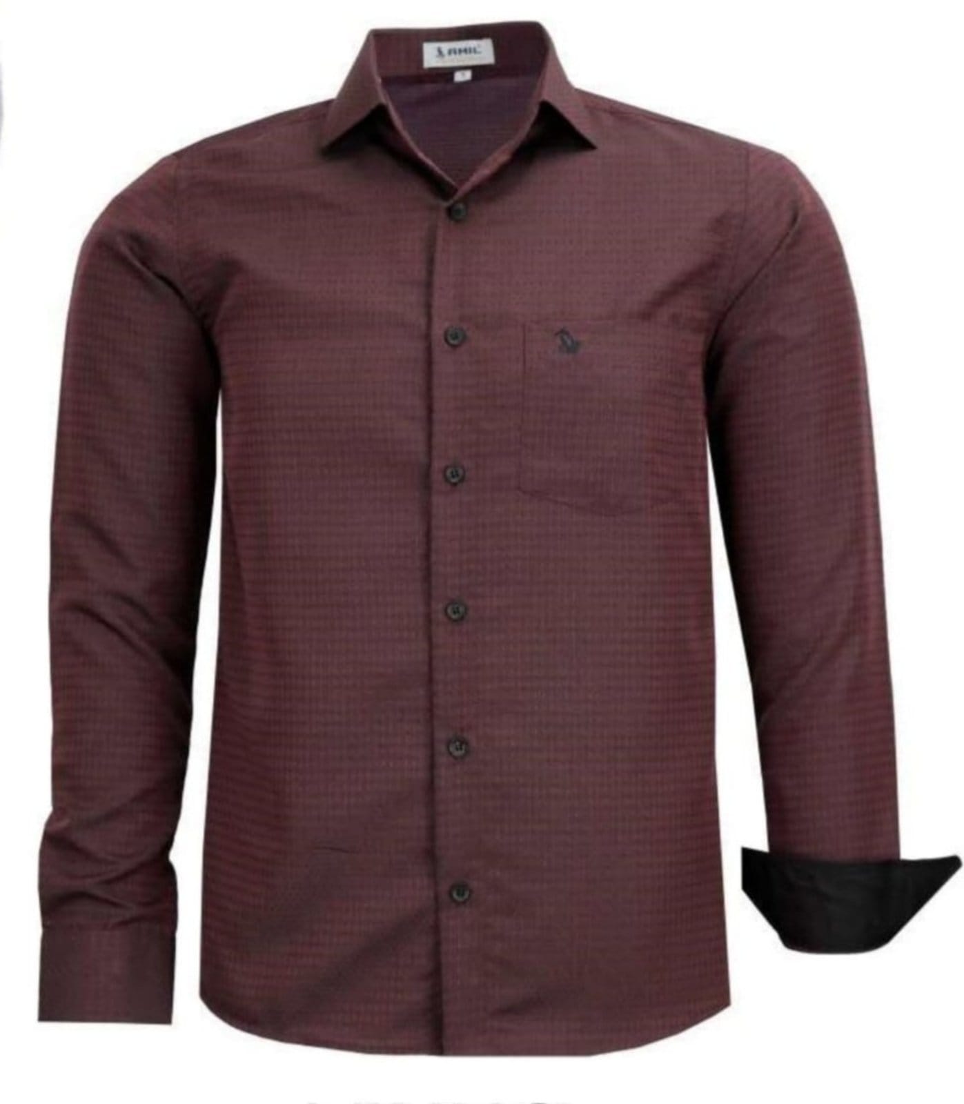 Camisa Social Amil Comfort Gets Macia Poliéster Fácil de Passar Manga Longa Vinho