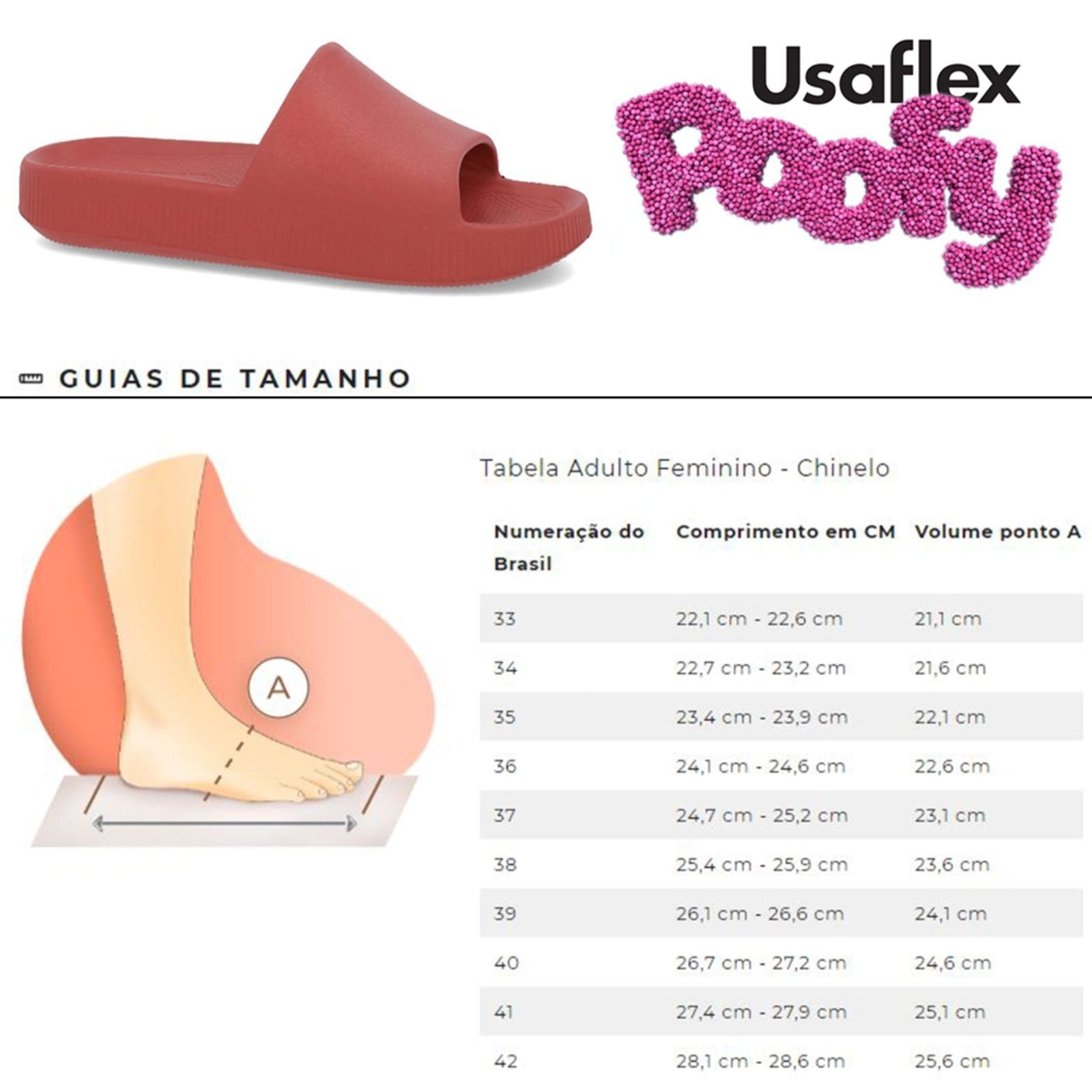 Vista 2 Chinelo Usaflex Feminino Slide Poofy Salto Plataforma Terracota Usaflex marrom
