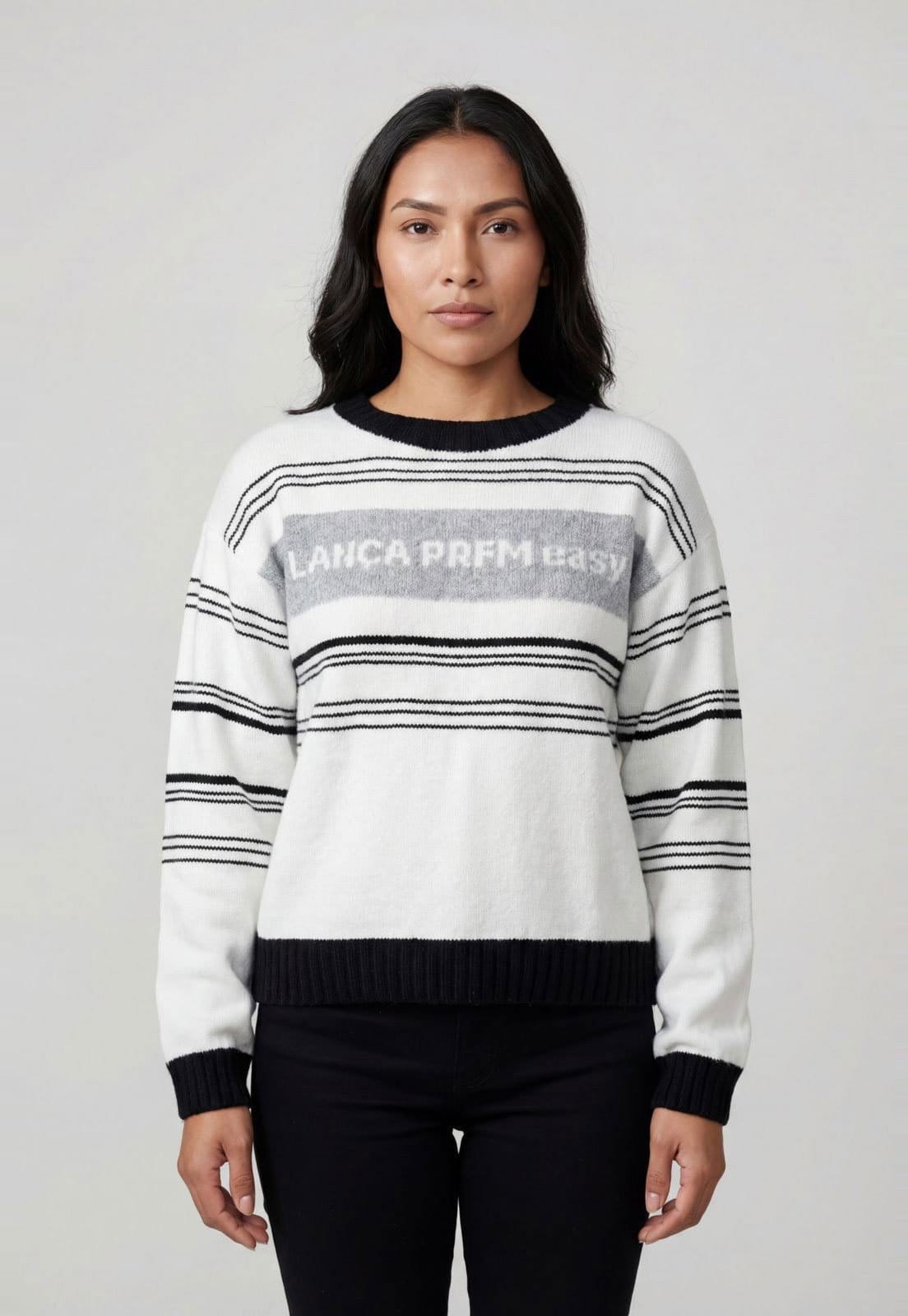 Blusa Feminina Lança Perfume Listrada Branca