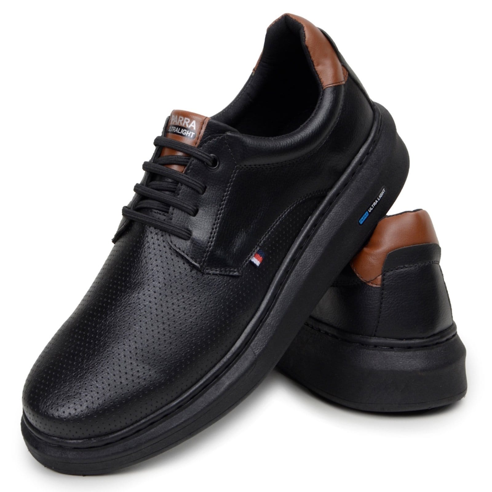 Tenis Sapatenis Casual Yes Basic Couro com Cadarço Confortável Masculino Black