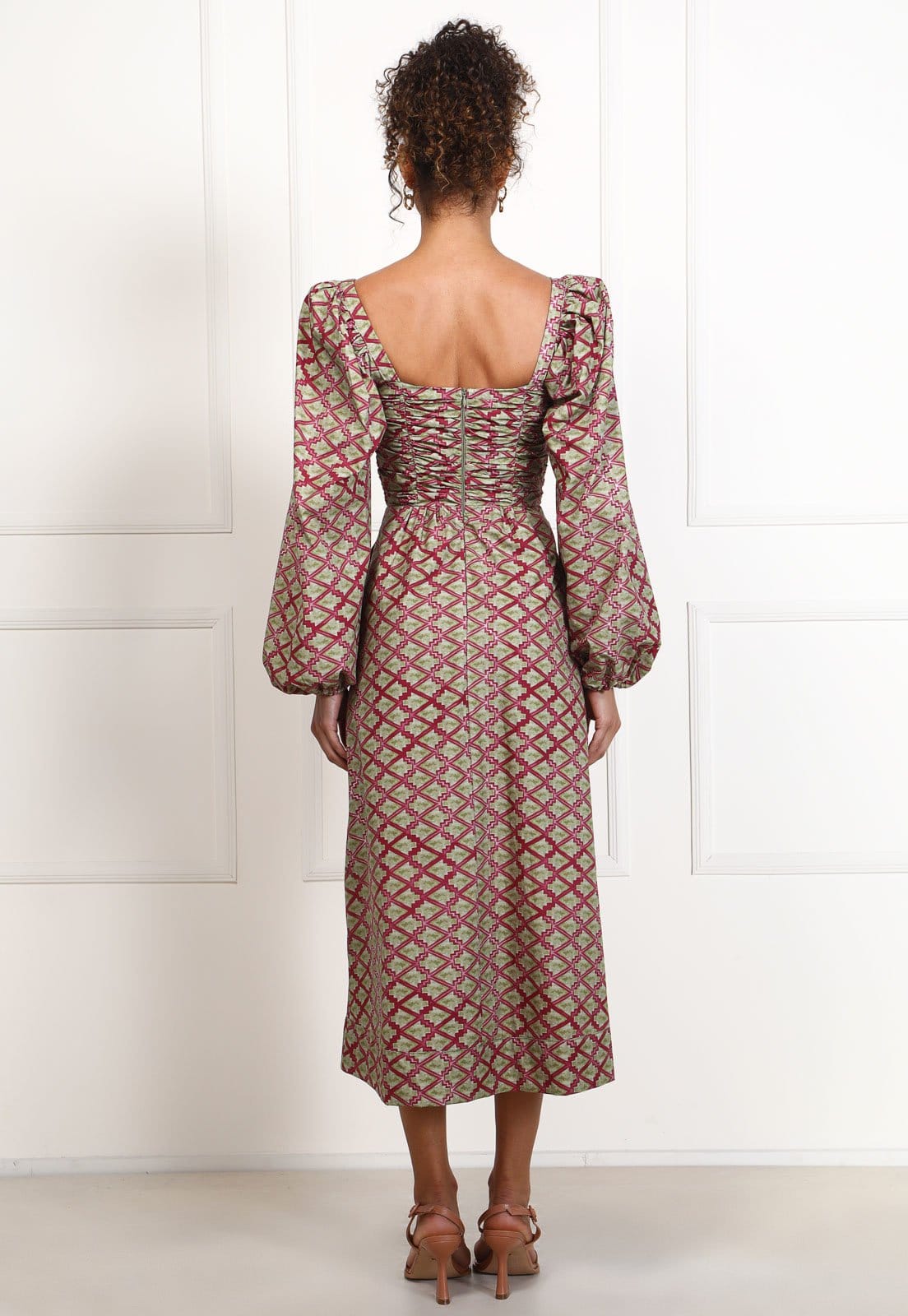 Vista 2 Vestido Cruise Midi Geométrico Cruise vinho
