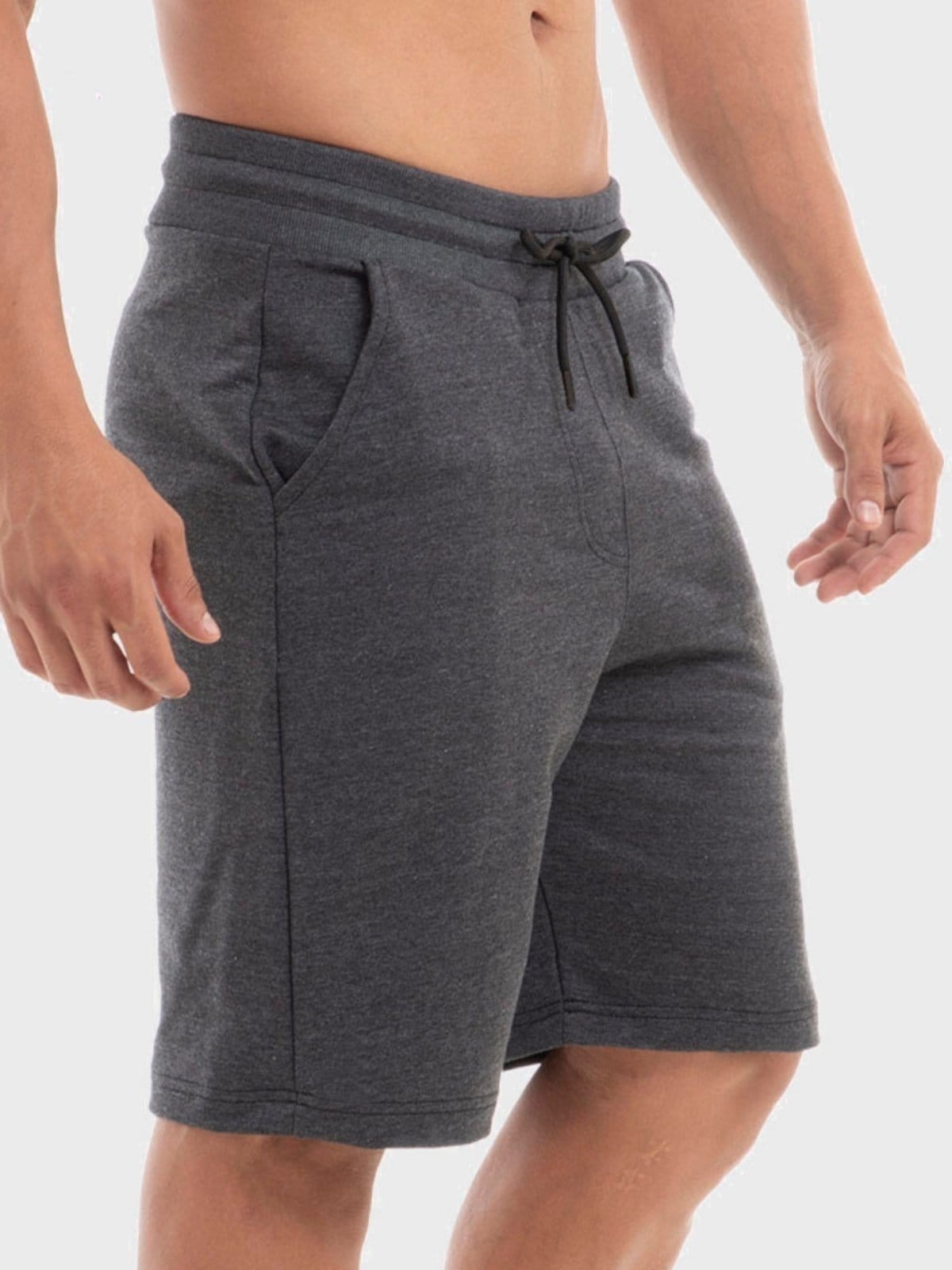 Vista 2 Kit 2 Bermudas Masculinas Moletinho Shorts Moletom Benellys Preto Chumbo Benellys grafite