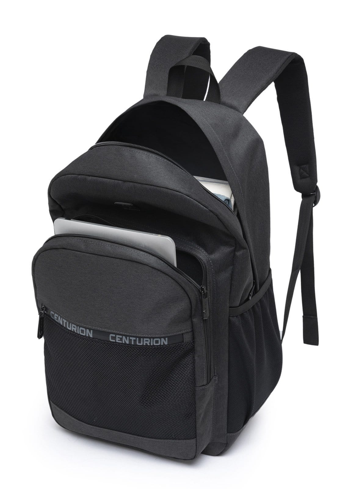 Vista 2 Mochila Masculina Espaçosa Resistente Escolar Trabalho Faculdade Centurion preto
