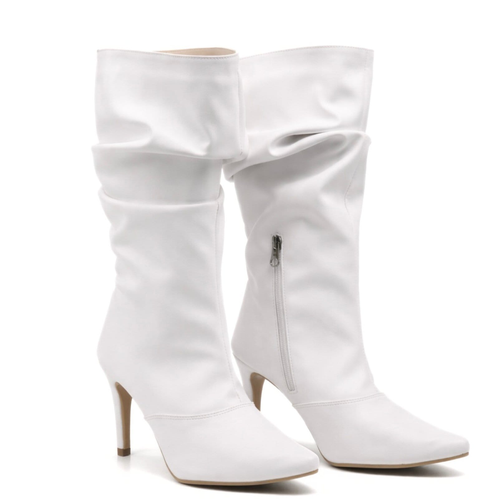 Bota Feminina Cano Slouchy Alto Enrugado Salto Fino Sete Sales 1714