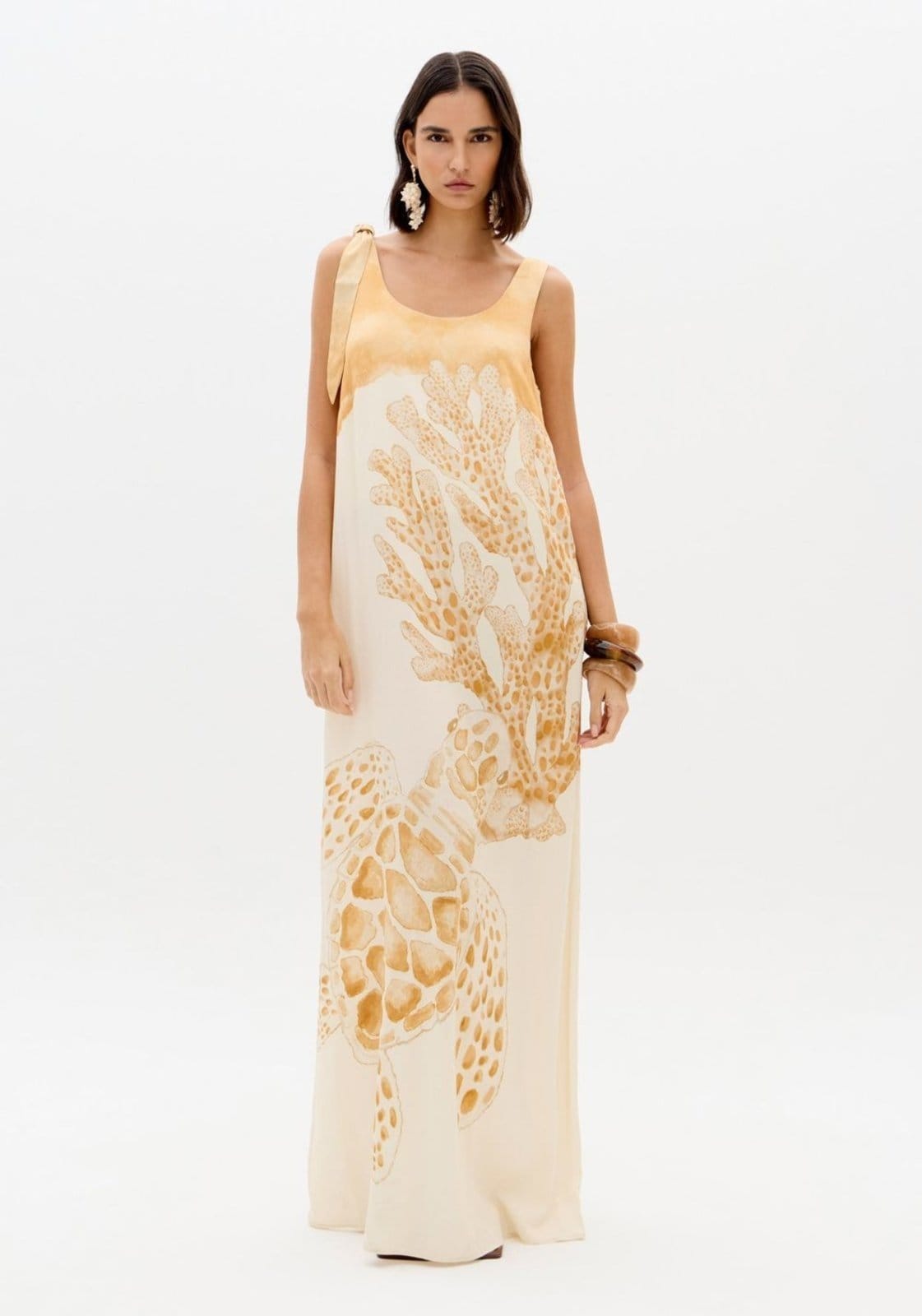 Vestido Longo Estampado Com Amarração