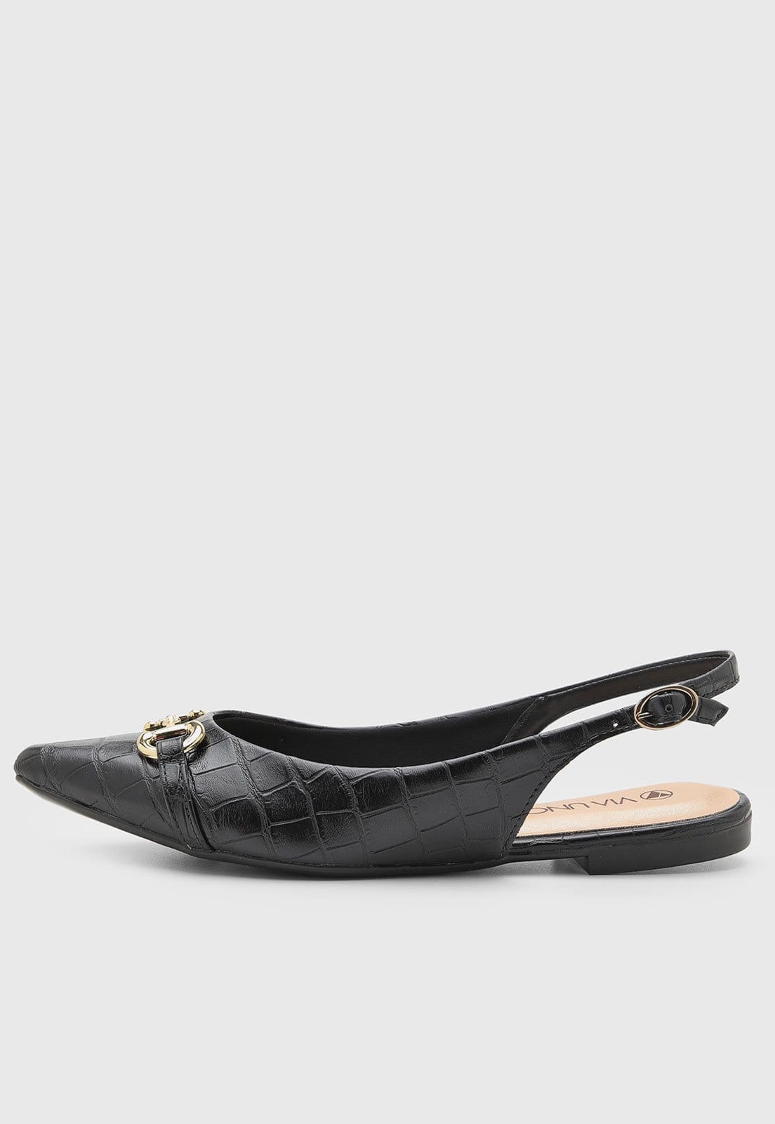 Sapatilha Feminina VIA UNO Slingback Croco Preta