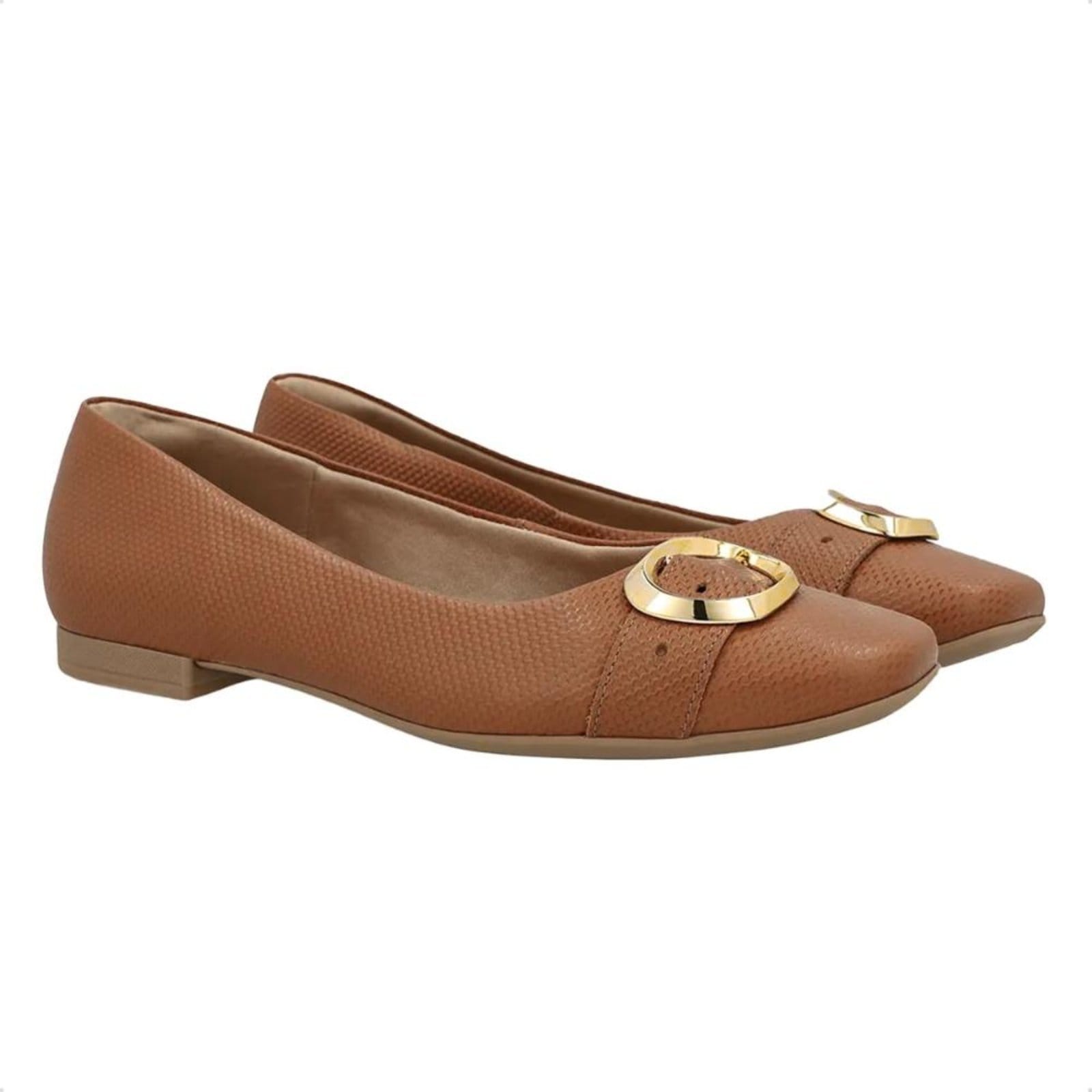 Vista 2 Sapatilha Usaflex Feminina Couro Salto Rasteiro UD10002 Usaflex laranja