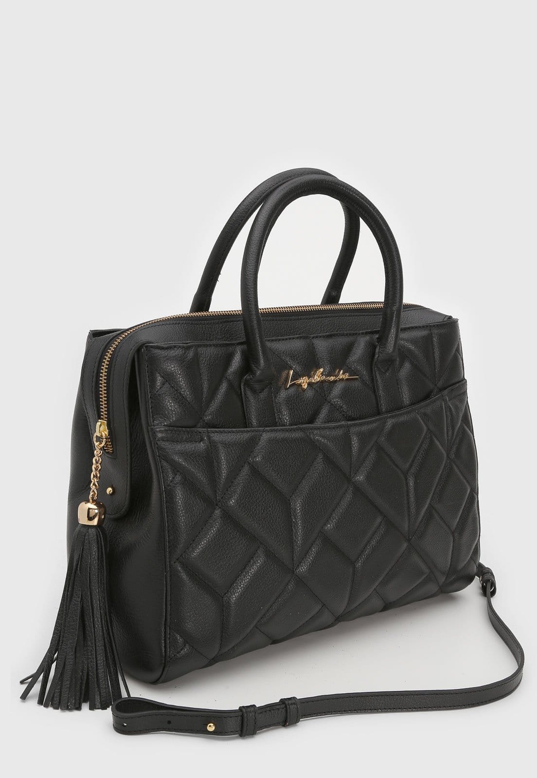 Vista 2 Bolsa Luiza Barcelos Tassel Preta Luiza Barcelos preto