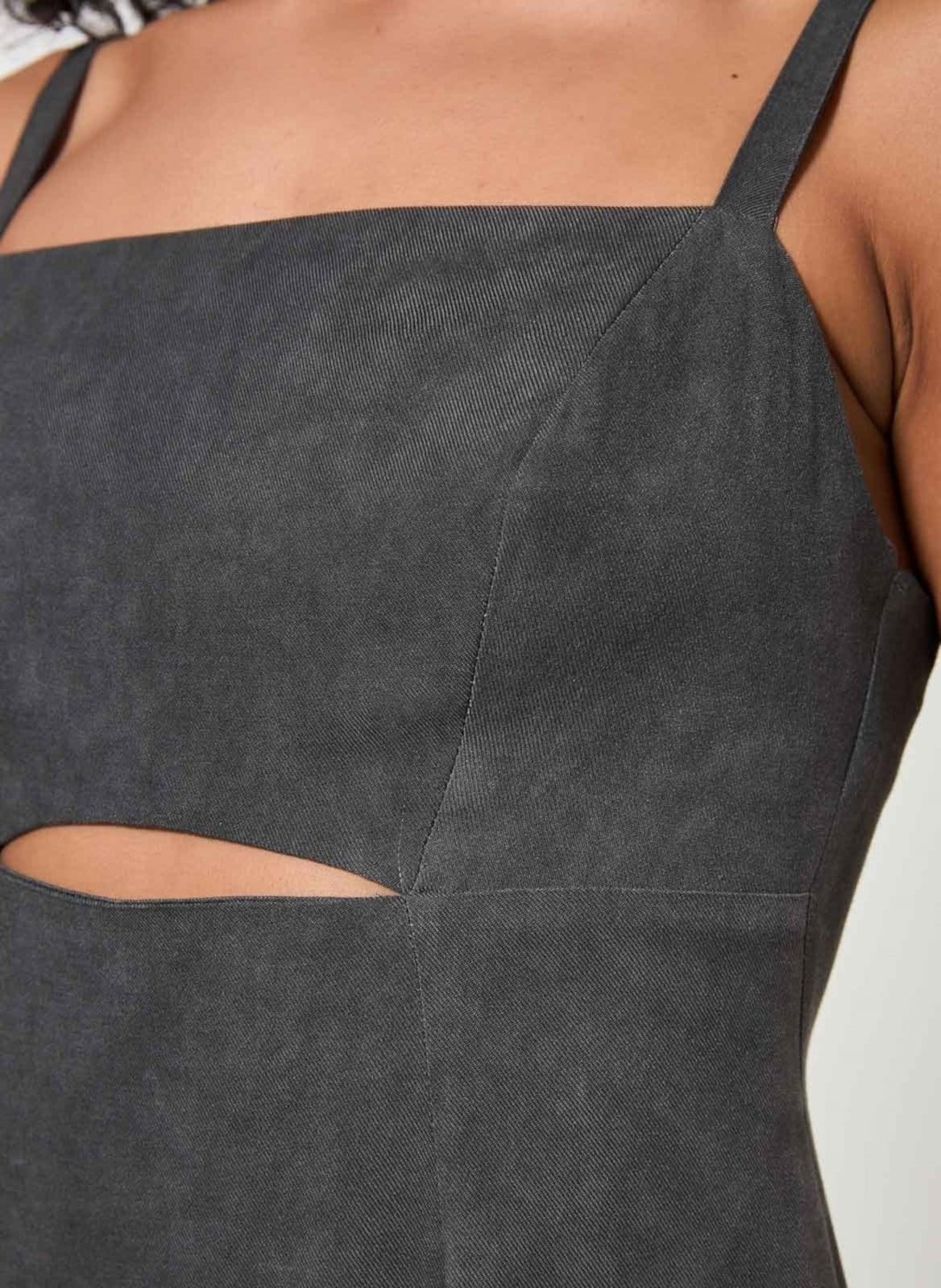 Vista 2 Vestido Midi Em Tecido Estonado Youcom preto