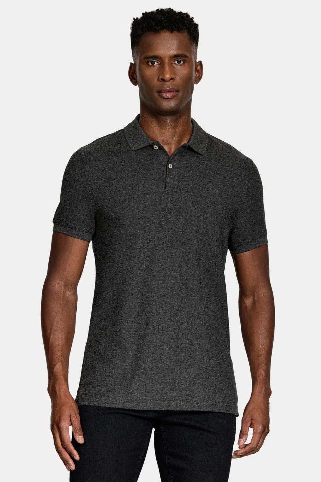 Vista 2 Polo Aramis Manga Curta Melange Grafite Aramis cinza