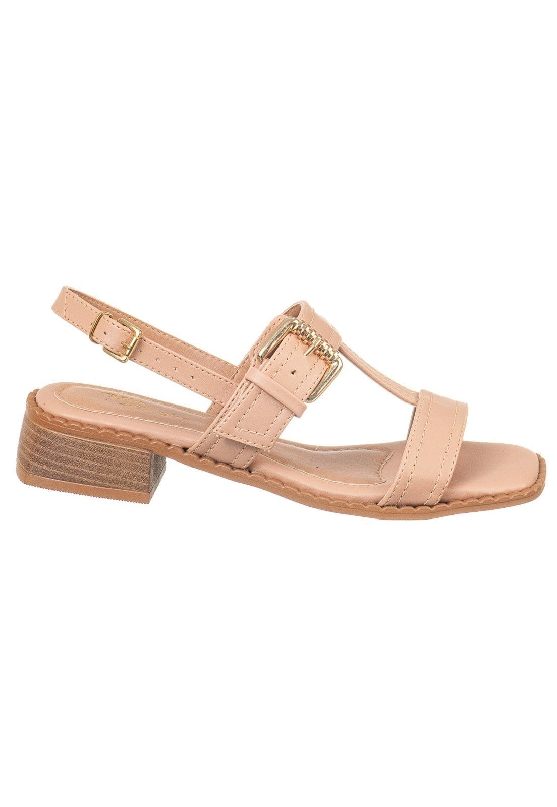 Vista 2 Sandália Feminina Via Birigui Salto Baixo com Fivela Lateral Rosado VIA BIRIGUI nude
