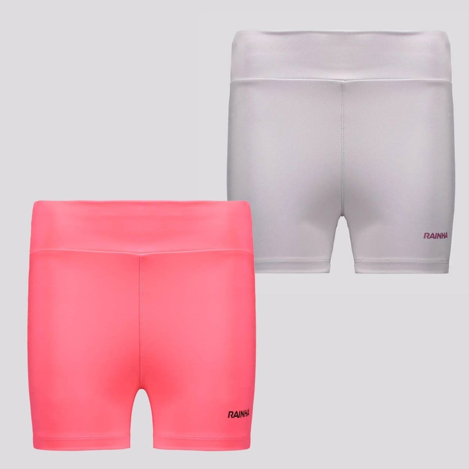 Conjunto Bermuda e Short Rainha UV 50+ Feminina Cinza e Rosa