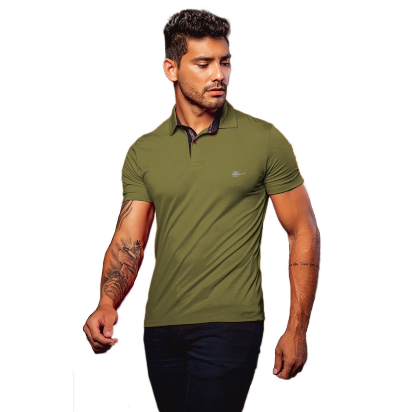 Camiseta Polo Masculina Básica Sallo Premium Militar Oliver