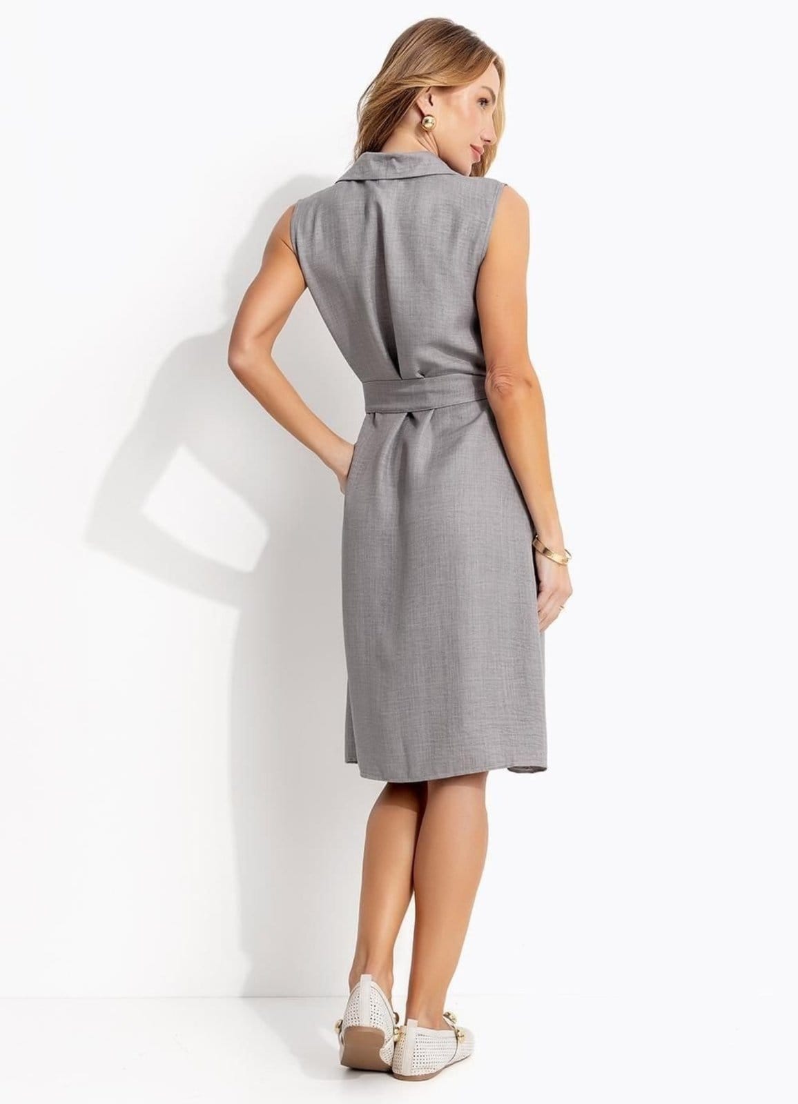 Vista 2 Vestido Em Com Aspecto De Linho Quintess cinza