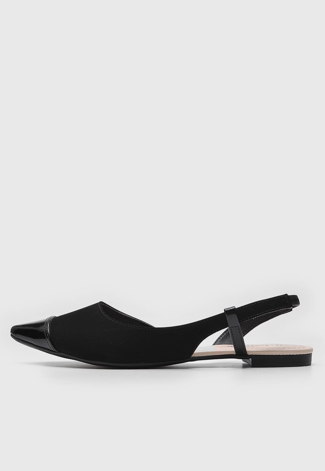 Sapatilha Slingback cê Ponta Verniz Preta