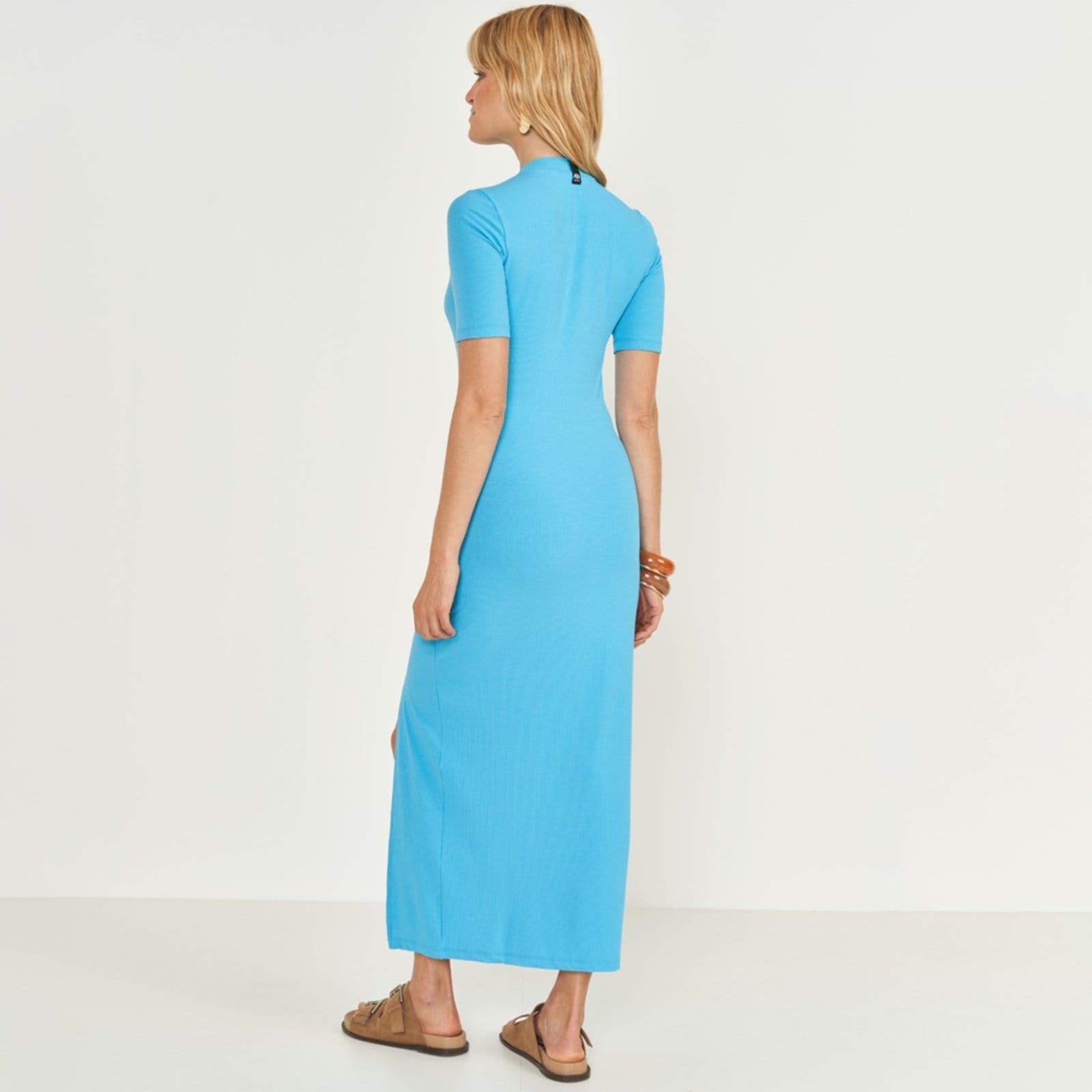 Vista 2 Vestido Mid Colcci Canelado Iconic Ve26 Feminino Colcci azul