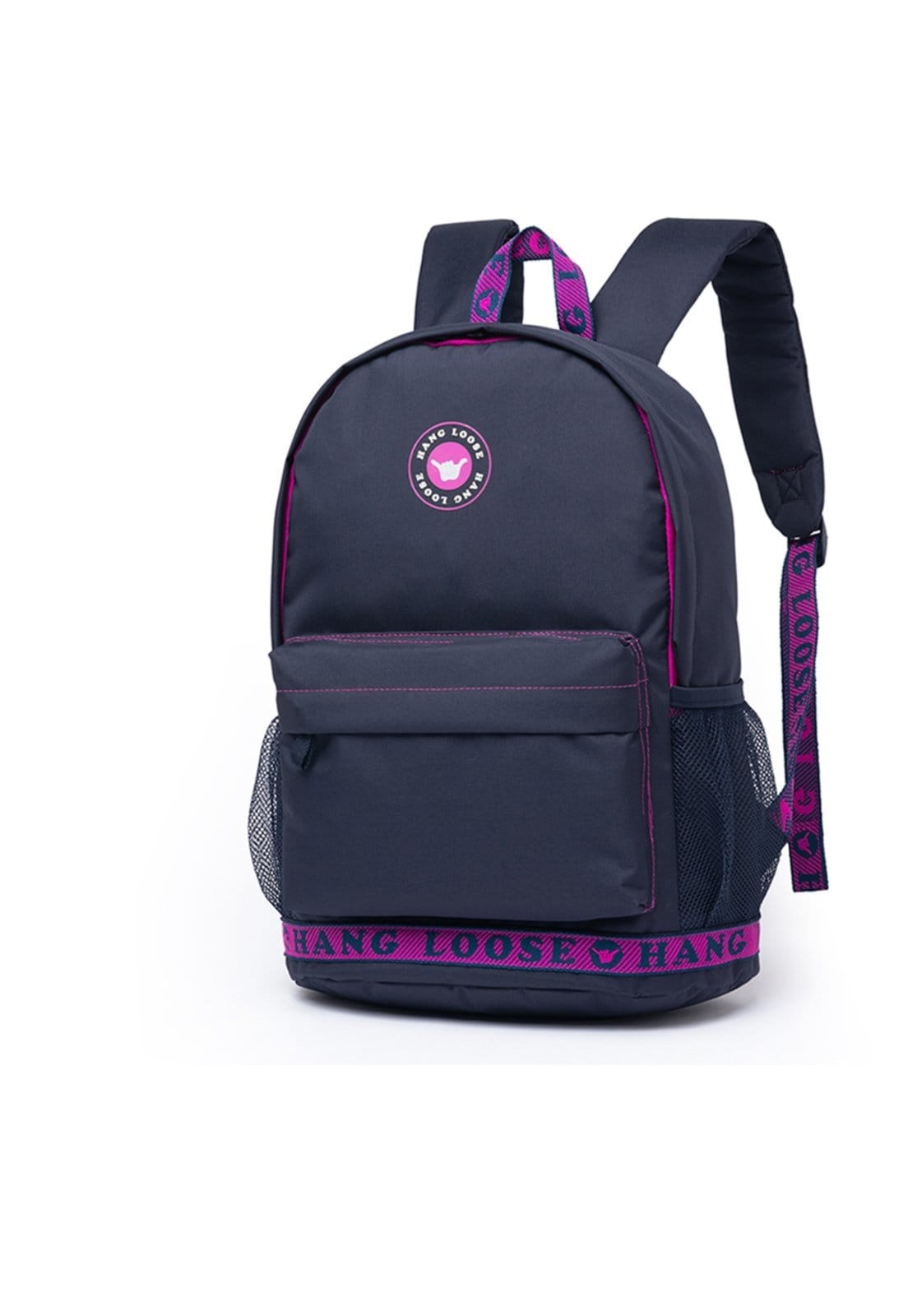 Vista 2 Kit Mochila+Estojo Reforçada Escolar Feminina Original Notebook Espaçosa Hang Loose azul