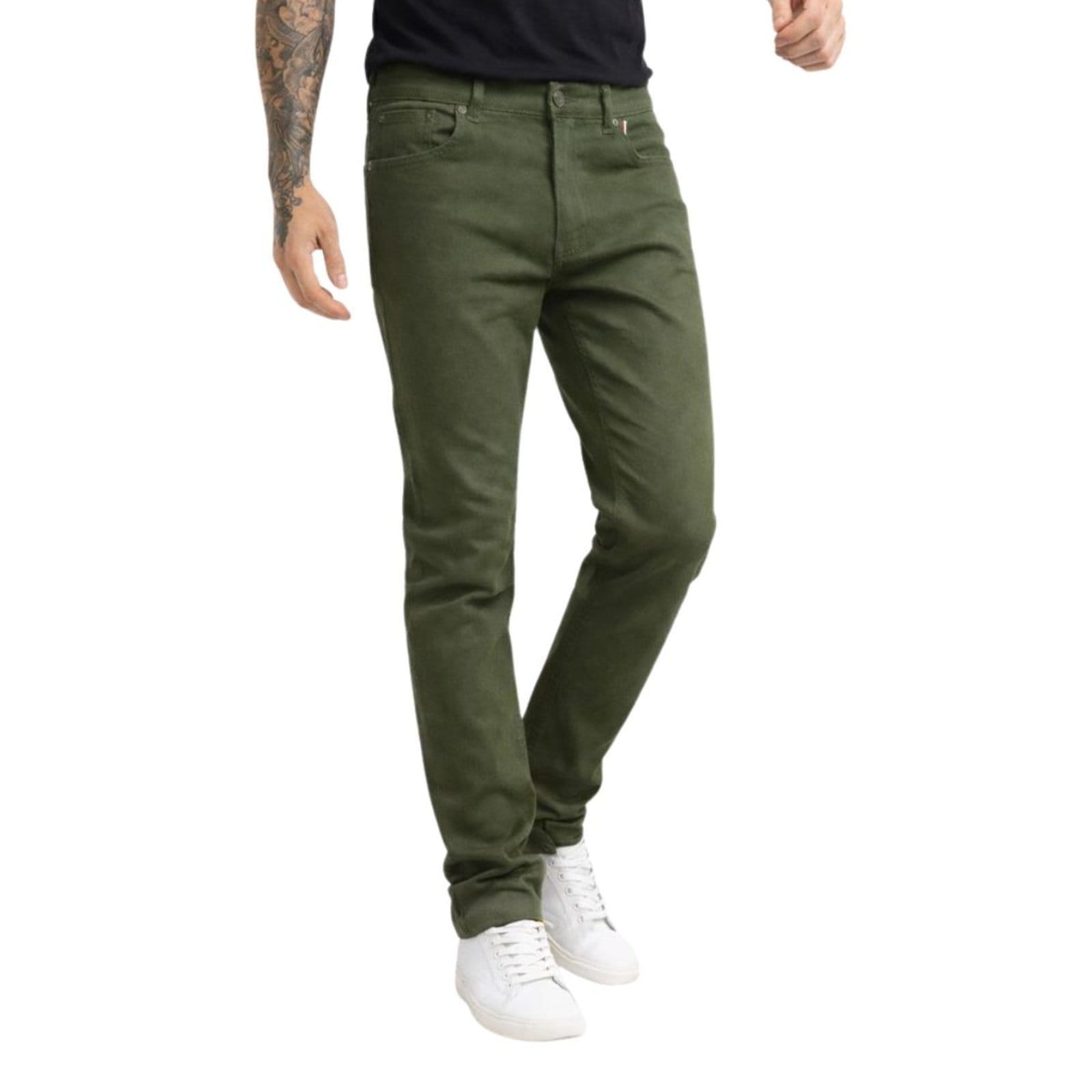 Vista 2 Calça Sarja Masculina Slim Casual Premium Confortável FMF verde