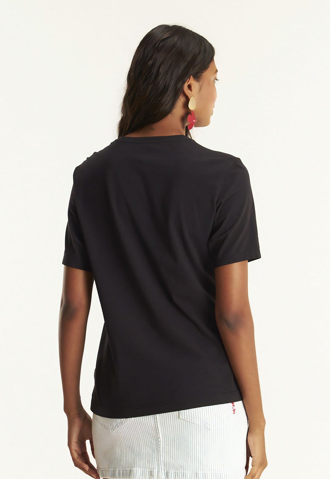 Vista 2 Camiseta Cantão Reta Classic com Bordado Preta Cantão preto