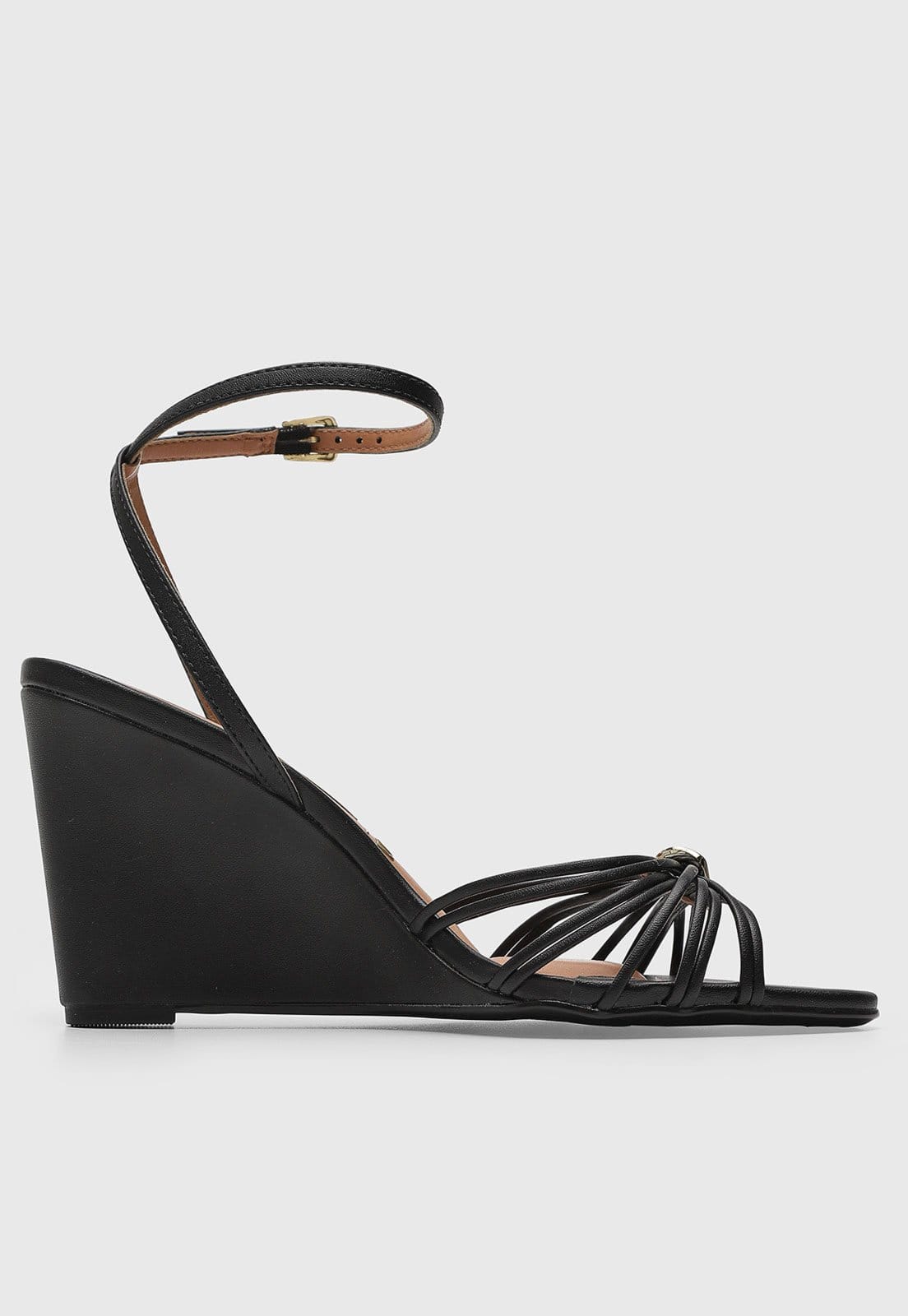 Sandália Feminina Vizzano Salto Anabela Tiras Metalizadas Preta - 2